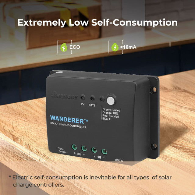 Renogy Wanderer Li 30A PWM Solar Charge Controller for RV, Boat, Off-Grid Power System | Efficient Battery Charging & Protection
