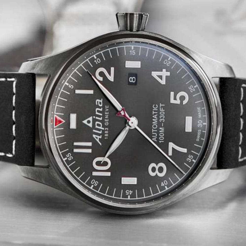 ALPINA STARTIMER PILOT AL 525G3TS6 Men's Automatic Chronograph Watch with Leather Strap - Perfect for Aviation Enthusiasts, Business Professionals & Everyday Wear