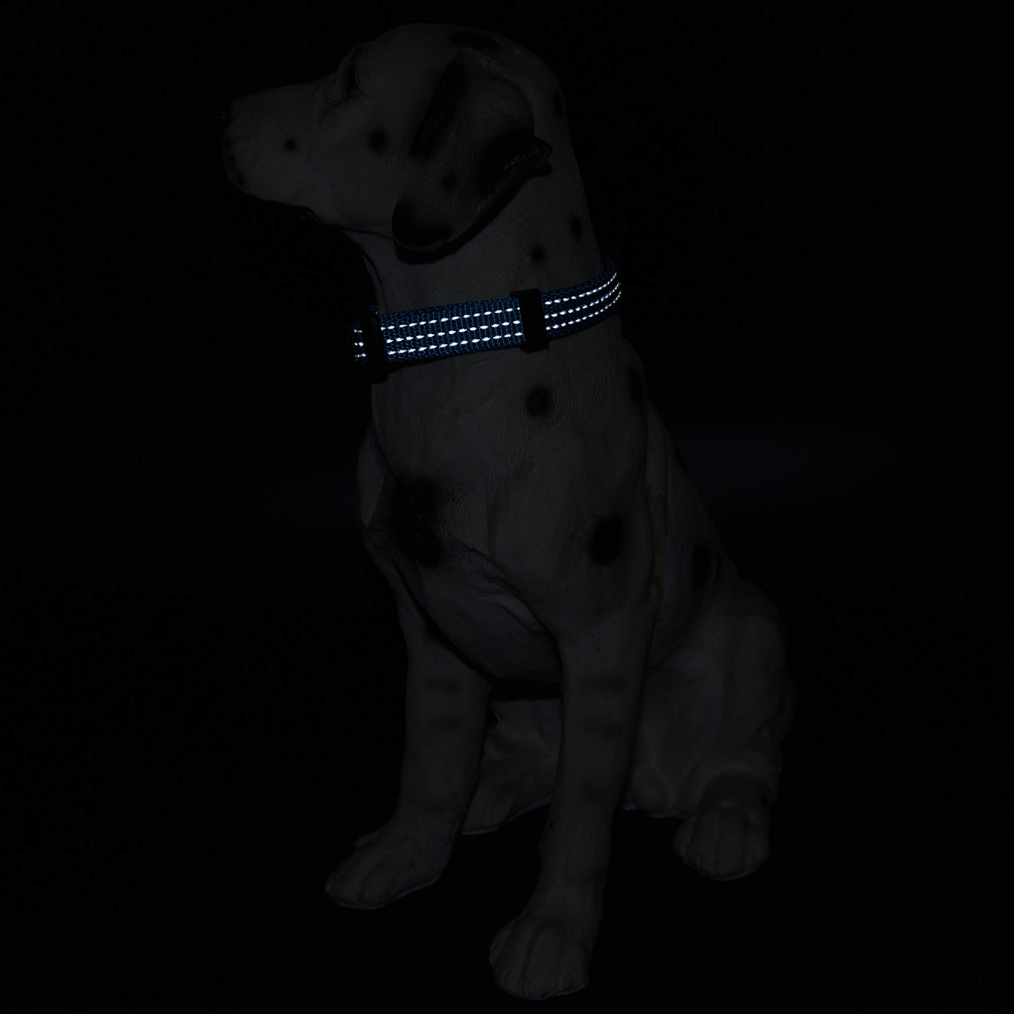 Reflective Nylon Dog Collar - Lightweight Puppy Collar for Small Dogs (Dark Blue) - Perfect for Night Walks & Outdoor Adventures