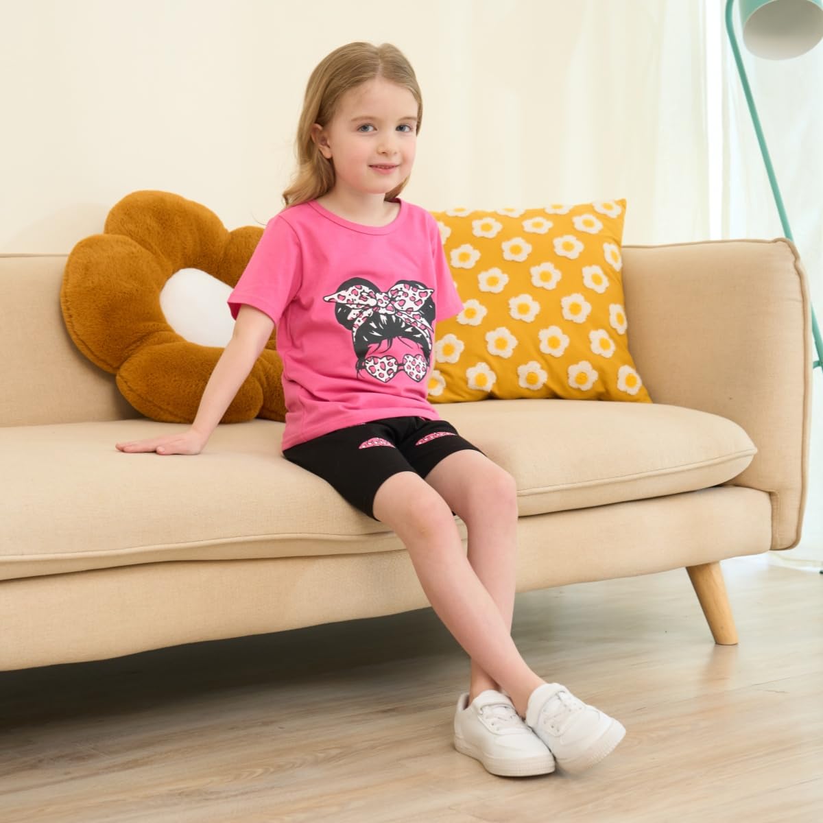Girls Summer Outfits Set - Cute Short Sleeve Graphic Tee & Shorts Toddler Clothes | Playtime, Beach & Casual Wear