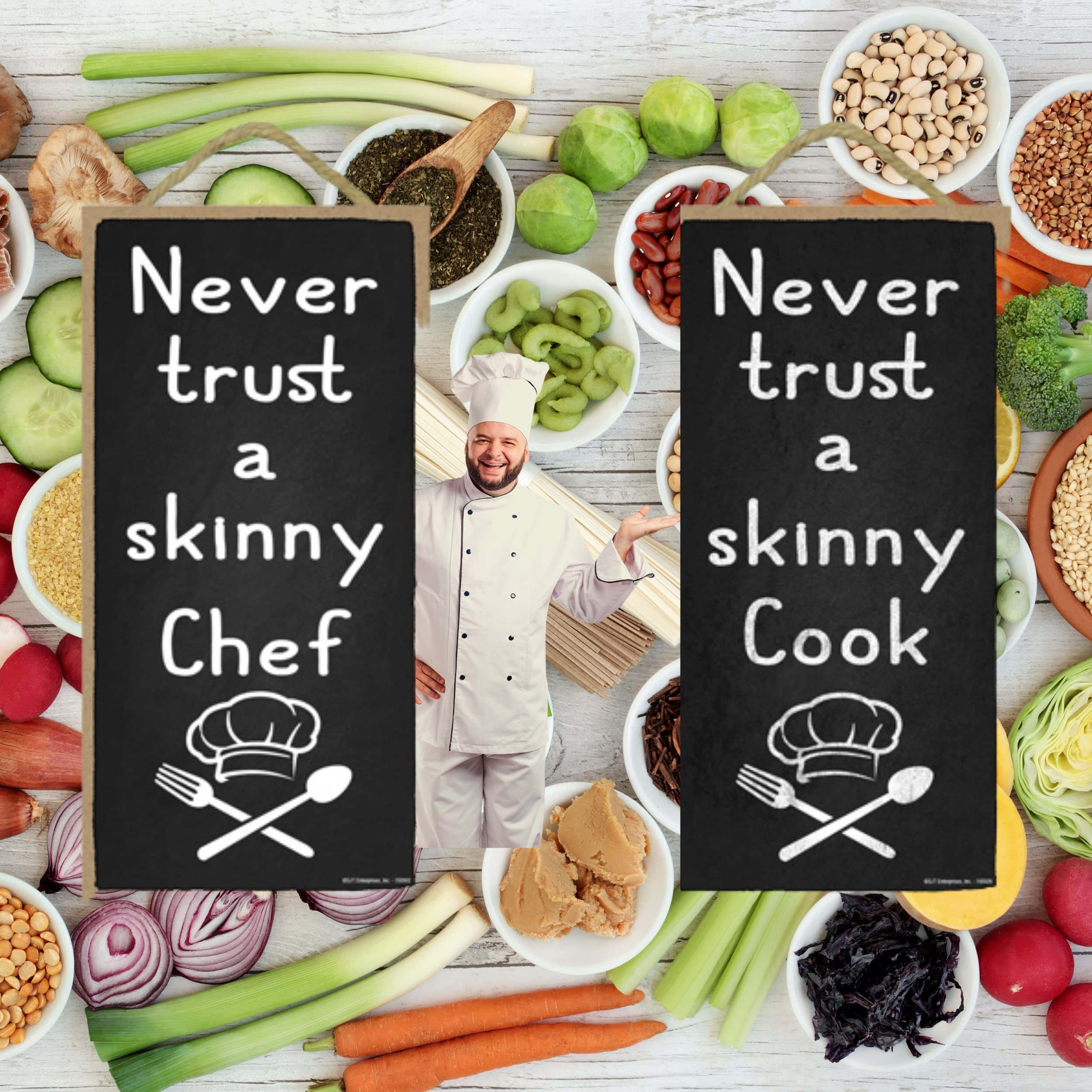 Funny Kitchen Wall Decor - Popfizzy 'Never Trust a Skinny Cook' Sign, 5