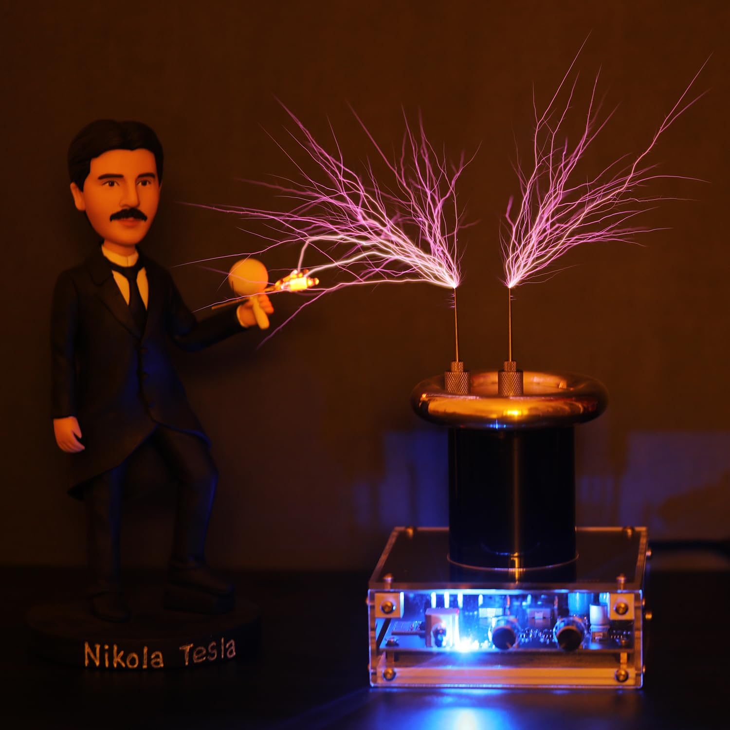 Wireless Tesla Coil Speaker - Bluetooth Plasma Arc Generator for Music, SSTC Desktop Toy & Science Experiment Model JE-28 | Perfect for STEM Education, Physics Demonstrations & Unique Home Decor