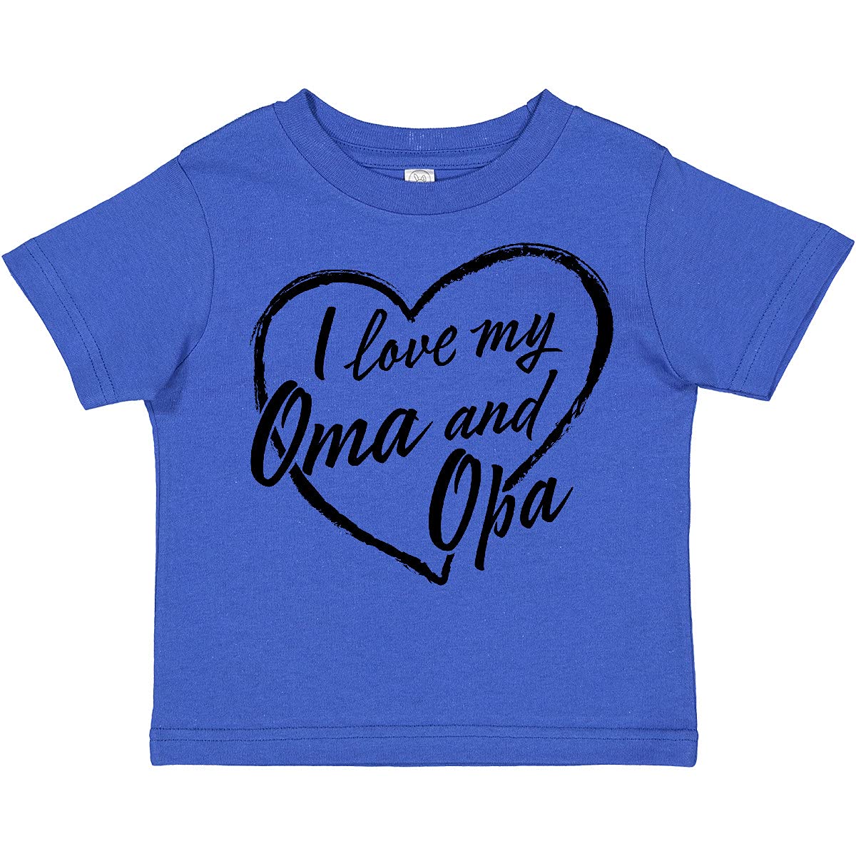 I Love My Oma and Opa Black Chalk Heart Toddler T-Shirt - Cute Grandparent Gift for Toddlers & Kids - Family Reunions, Birthday Parties, Holiday Gatherings