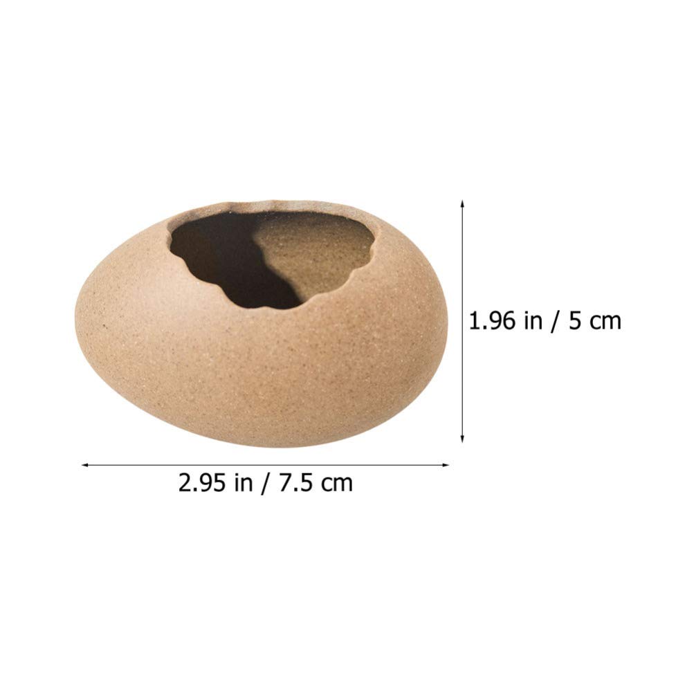 VOSAREA Ceramic Egg Shell Planter - Elegant Smooth Lines Home & Office Decor Vase for Plants, Succulents - Perfect for Living Room, Desk, or Shelf Display