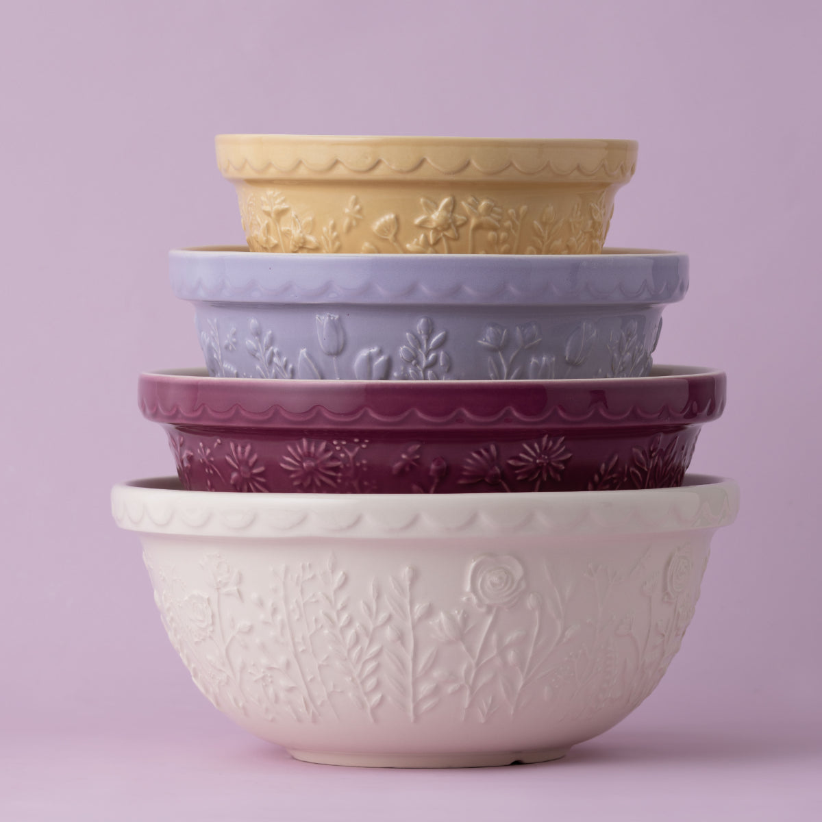 MASON CASH Mixing Bowl Set - Ceramic Mixing Bowls for Baking with Non-Slip Base & Pour Spout - In the Meadow Design - Perfect for Cake Mixing, Cookie Dough, and Food Prep - Ideal for Home Bakers & Professional Kitchens