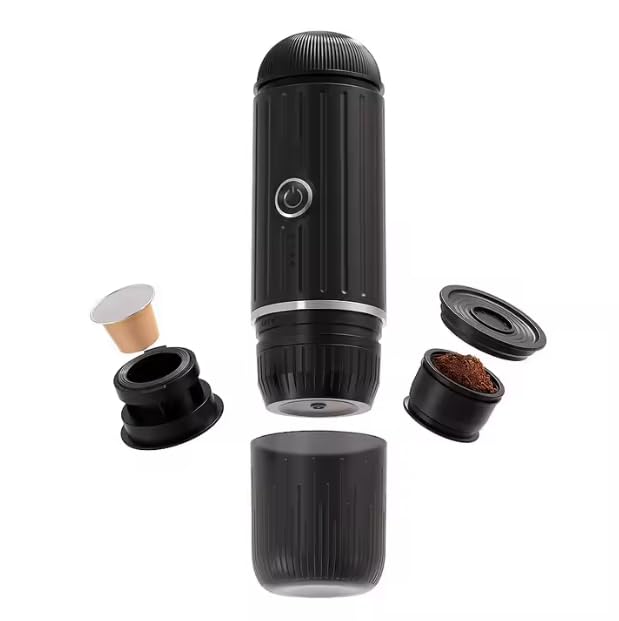 Portable Coffee Maker for Camping, Travel & Car - Compact Espresso Machine with Pods - Small French Press & Capsule Coffee Machine for Home, Office & Outdoor Adventures