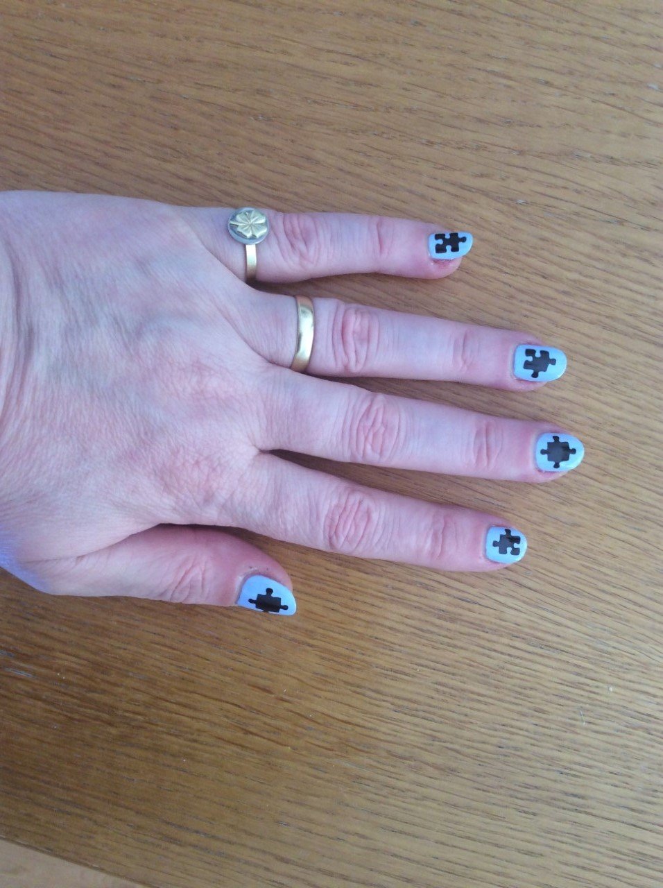 Autism Awareness Puzzle Press On Nail Art Stickers - Black Fake Nails for Women | Perfect for Autism Awareness Month, Fundraisers & Special Events