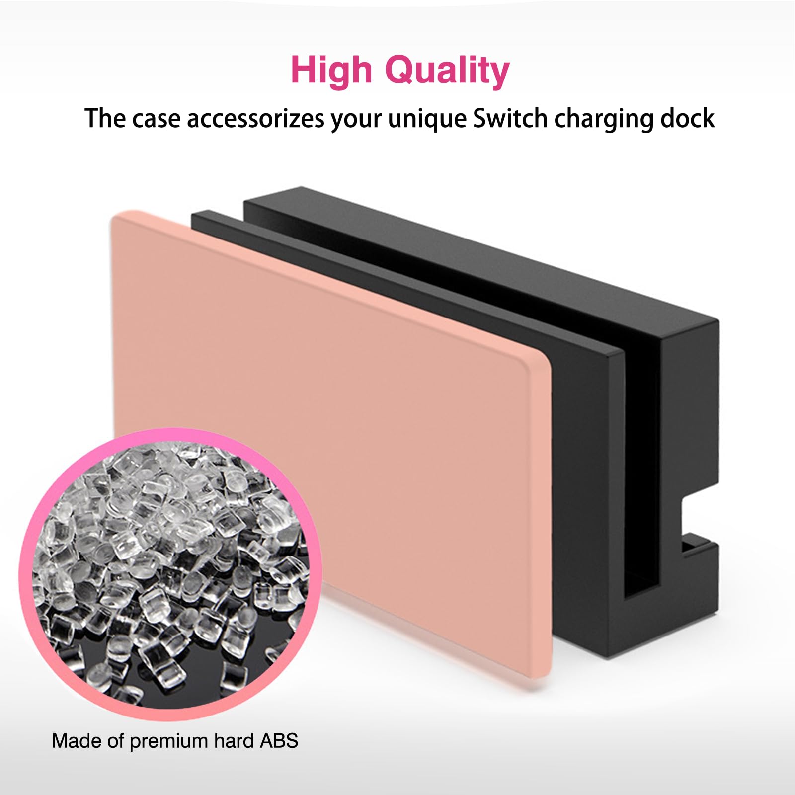 Custom Faceplate Cover for Nintendo Switch Charging Dock - Hard PC Slim Shell Anti-Scratch Protection [No Screwdriver Installation] - Pink Replacement Panel for NS Docking Station - Perfect for Gaming Setups & Travel Protection