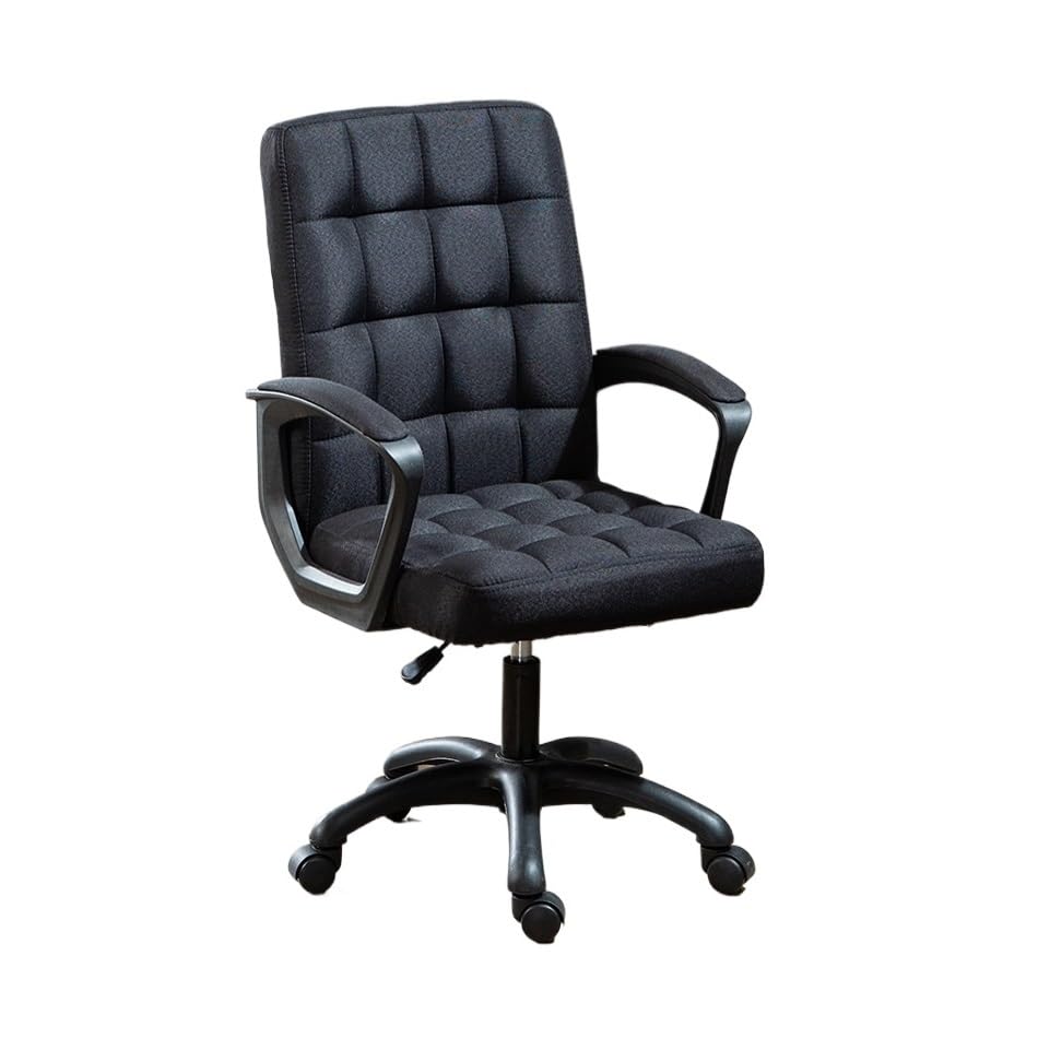 Ergonomic Office Chair with High Back, Armrests & Wheels - Adjustable Swivel Desk Chair for Home Office, Study & Executive Work - Comfortable Fabric Cushion (Black) - Perfect for Long Hours of Computer Work & Video Conferencing
