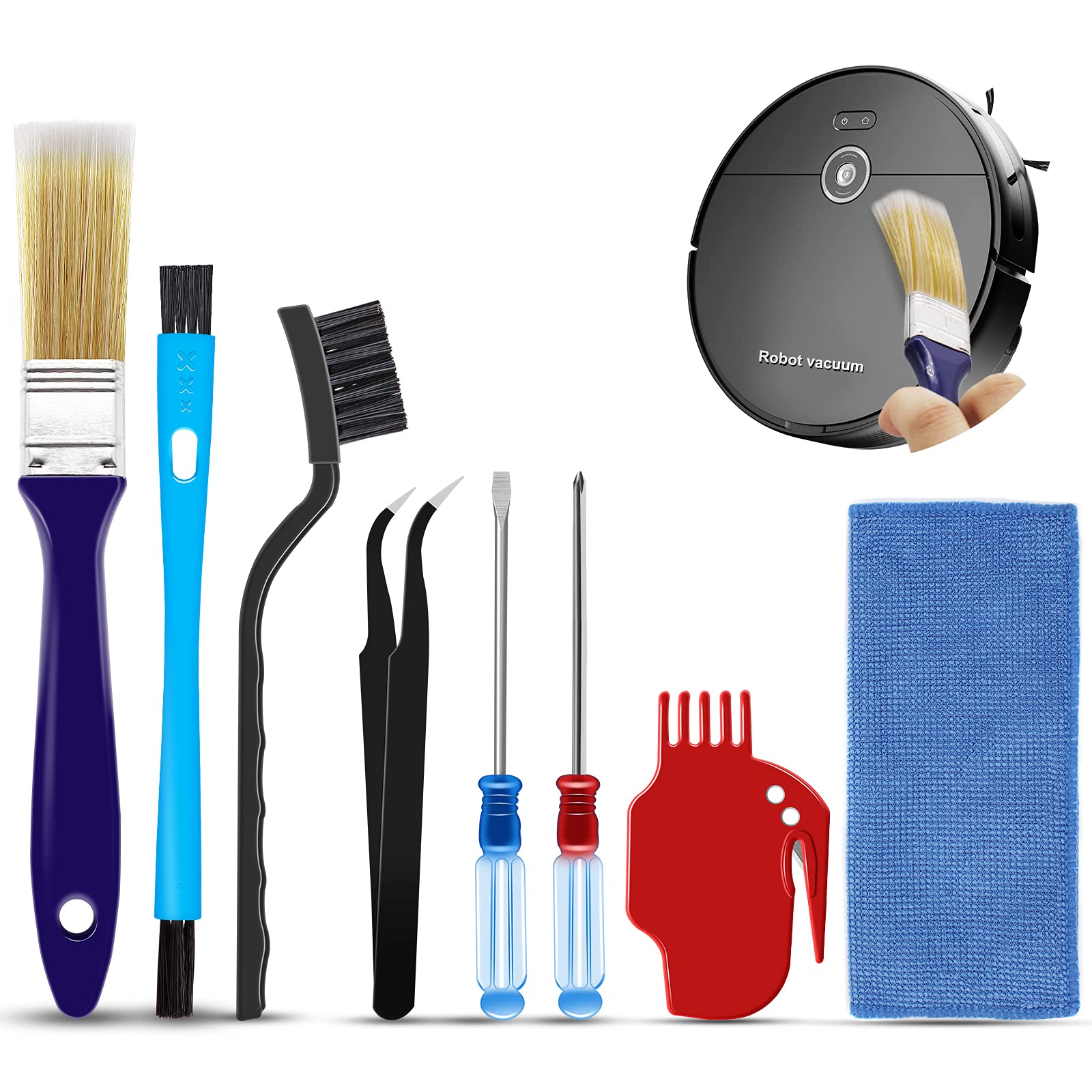 Robot Vacuum Cleaner Accessories Kit - Replacement Brush Roll, Cleaning Tools & Microfiber Cloth for Efficient Home Cleaning | Perfect for Pet Hair, Hard Floors & Carpets
