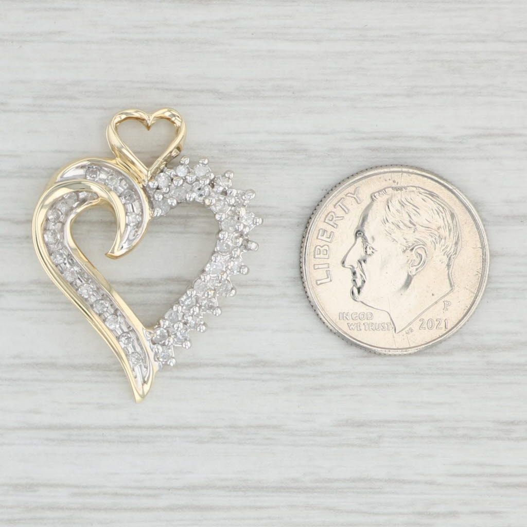 0.41ctw Diamond Open Heart Pendant in 10k Yellow Gold - Elegant Jewelry Gift for Women, Perfect for Valentine's Day, Anniversary & Special Occasions