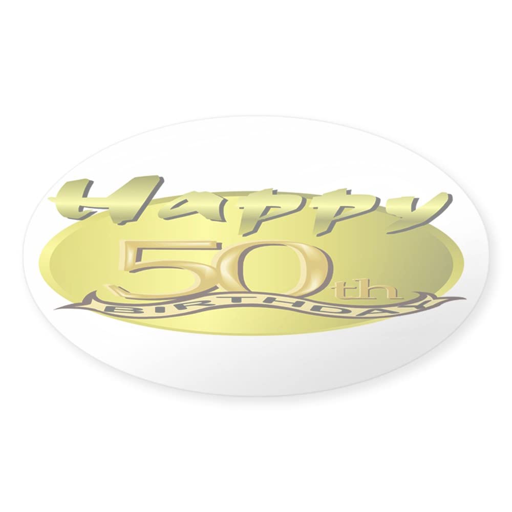 50th Birthday Oval Sticker - Euro Style Car Decal Bumper Sticker for Vehicles & Gifts | Perfect for Anniversary Celebrations, Car Decorations, and Party Favors