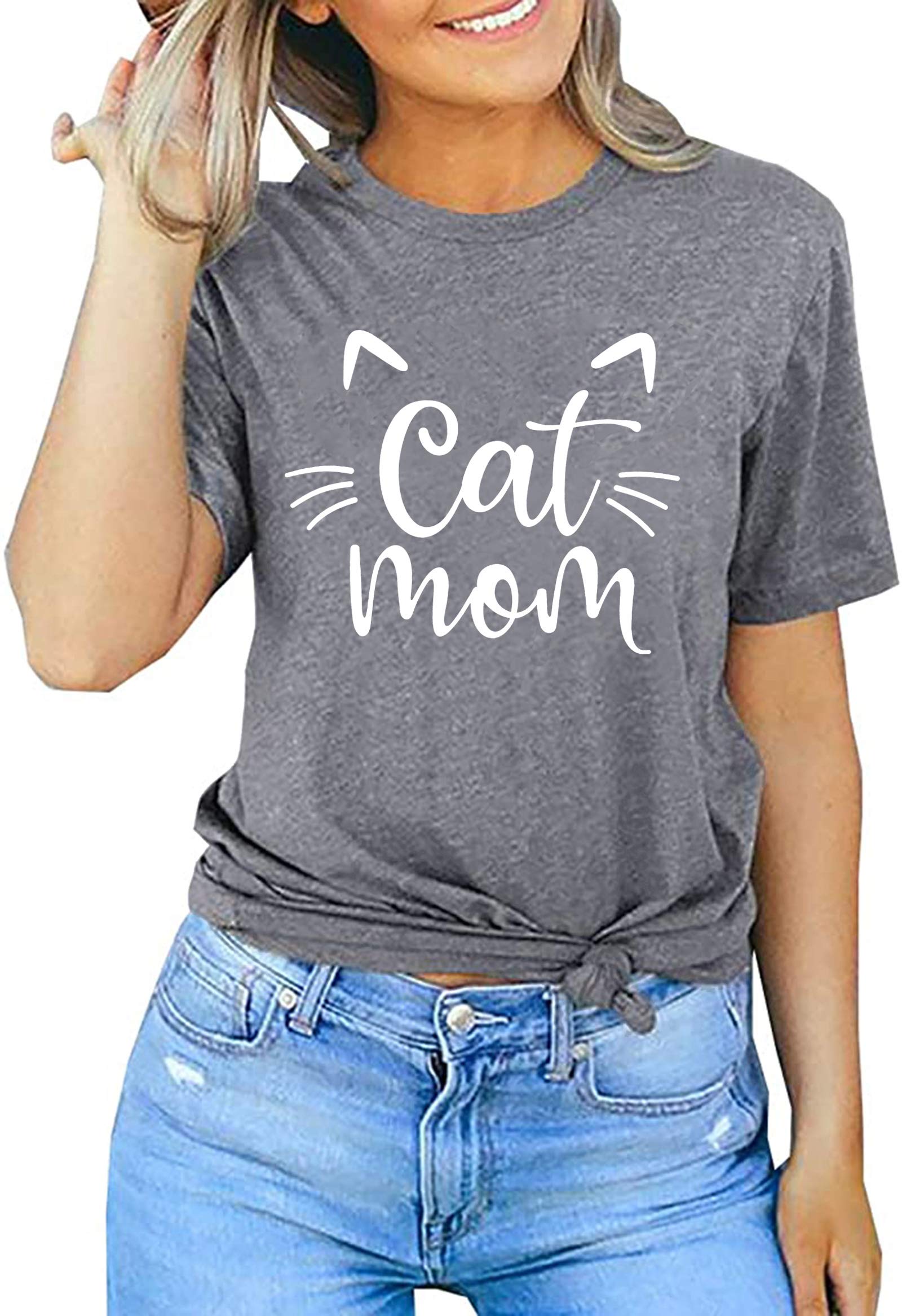 Funny Cat Mom T-Shirt for Women - Cute Cat Mama Graphic Tee - Perfect Gift for Pet Lovers - Casual Wear for Cat Owners & Animal Enthusiasts