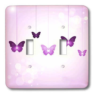 3D Rose Cute Purple Butterfly Double Toggle Switch - Light & Dark Purple Dangling Butterflies Design for Lamps & Home Decor | Perfect for Bedroom, Nursery & DIY Lighting Projects