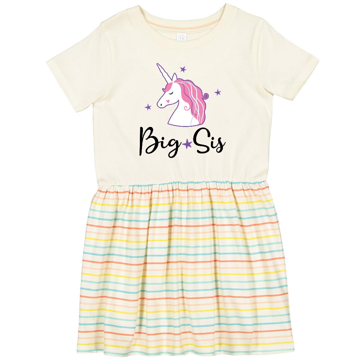 Inktastic Big Sis Unicorn Girls Sister Announcement Toddler Dress - Cute Unicorn Print Toddler Dress for Big Sister Announcement, Birthday & Family Events
