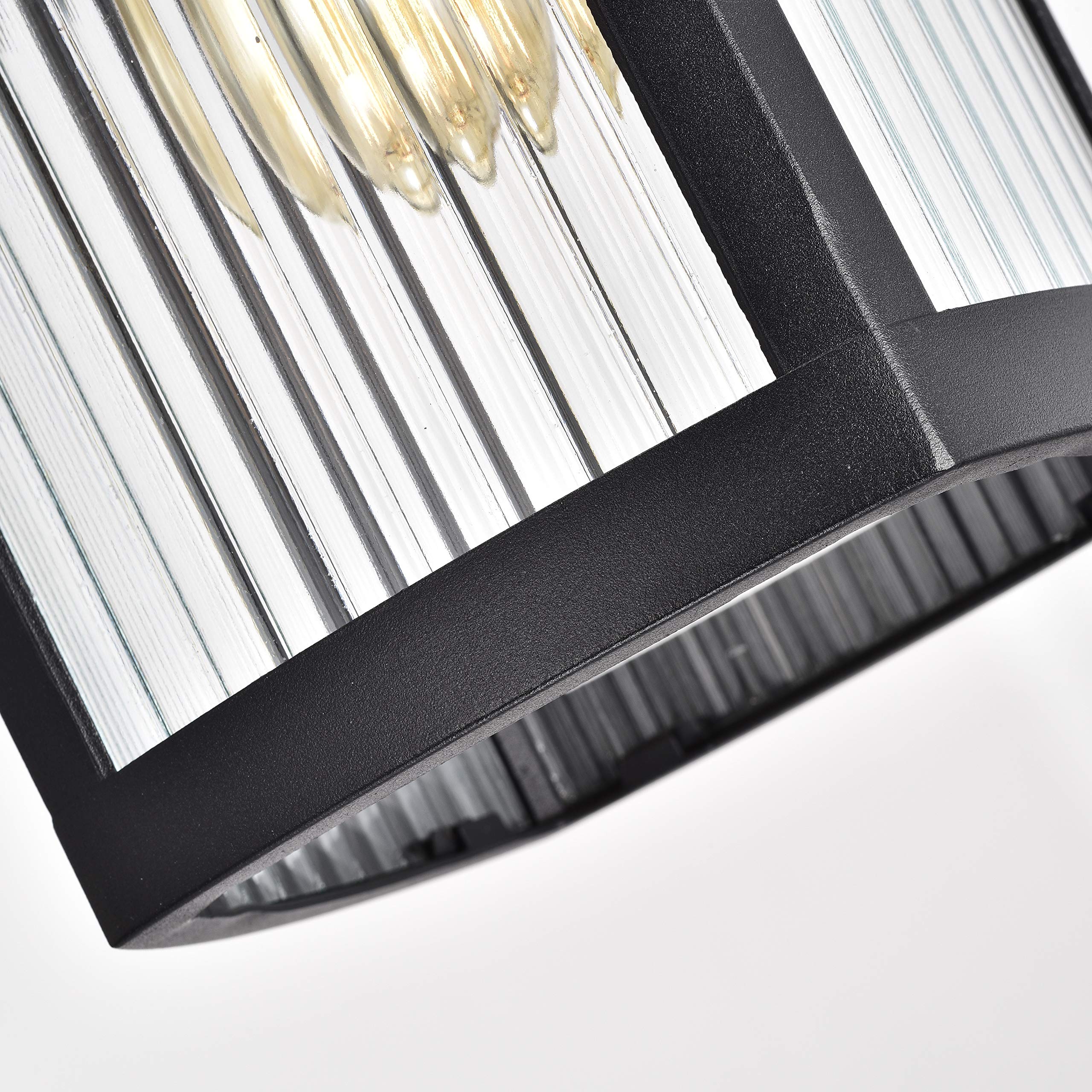Textured Black Outdoor Wall Sconce - 1 Light Transitional Style, 14