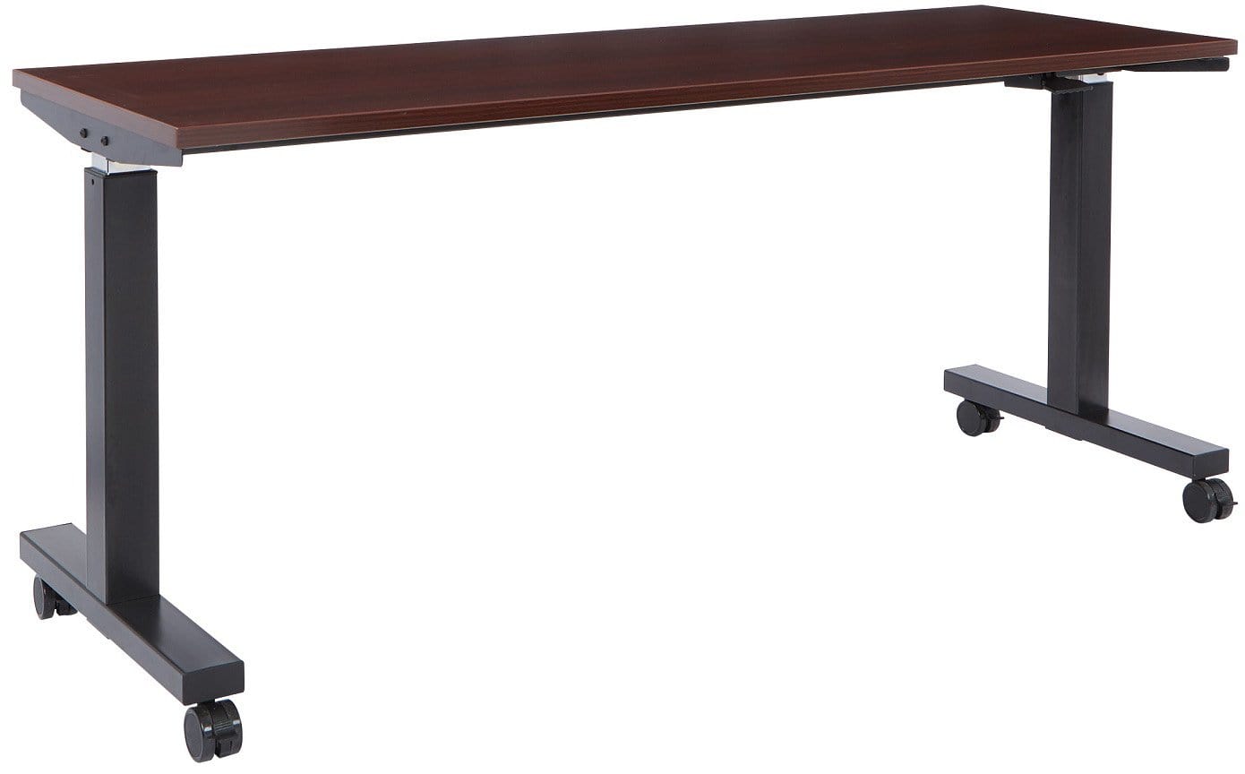 Office Star 6 ft. Wide Pneumatic Height Adjustable Desk - Black Ergonomic Workstation [HAT60263 M] - Perfect for Home Office, Standing Desk Work & Conference Rooms