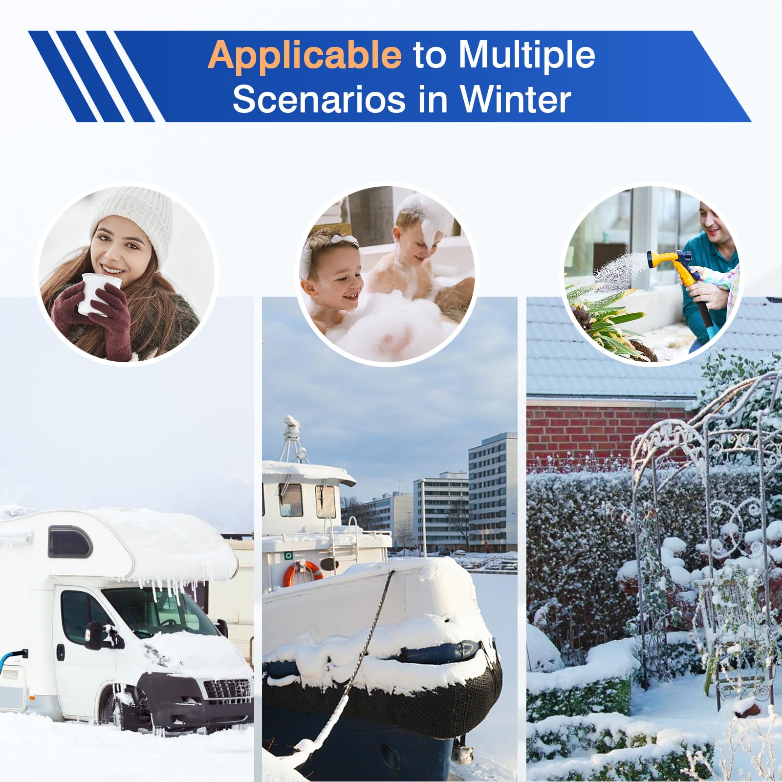 30FT RV Heated Drinking Water Hose with Temperature Control - Freeze Protection Down to -40°F/-40°C, Electric Heated Water Hose for RV, Camping, Boat & Winter Outdoor Use - Perfect for Cold Weather Camping, Boating & RV Travel