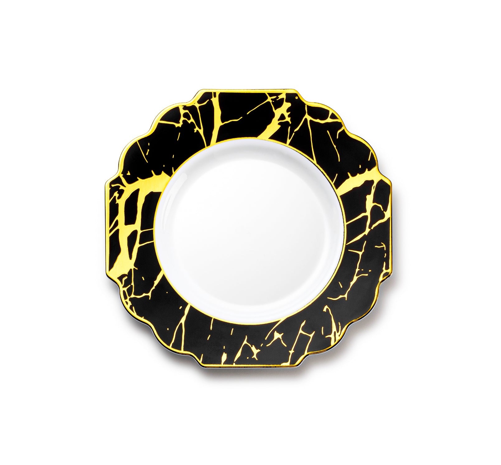 10-Pack Black & Gold Marble Plastic Plates - Elegant Disposable Dinnerware for Parties, Weddings & Events - BPA-Free Durable Plates for Home, Catering & Outdoor Use
