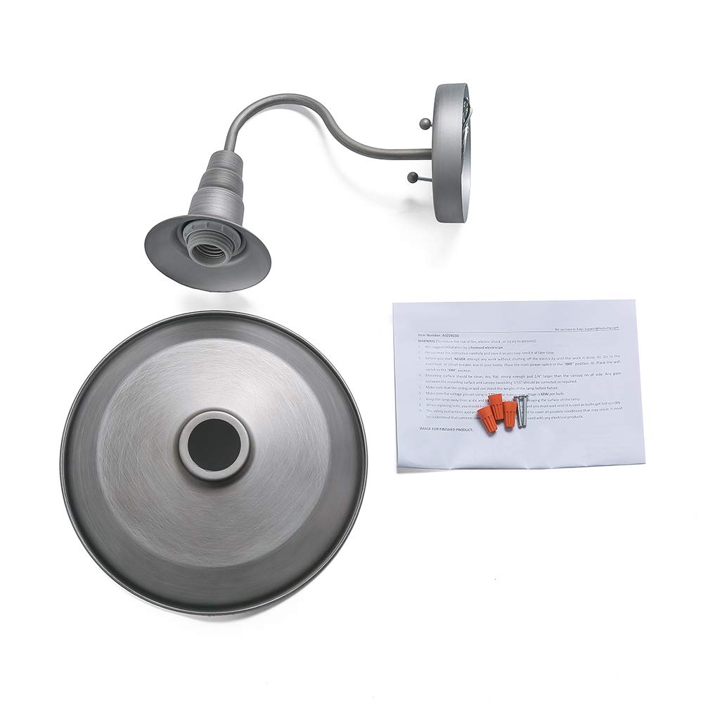 LOG BARN Wall Sconce - Rustic Brushed Pewter Farmhouse Light with Gooseneck Design | Perfect for Bedroom Headboard, Bedside Lighting, Hallway Decor & Cozy Cabin Ambience