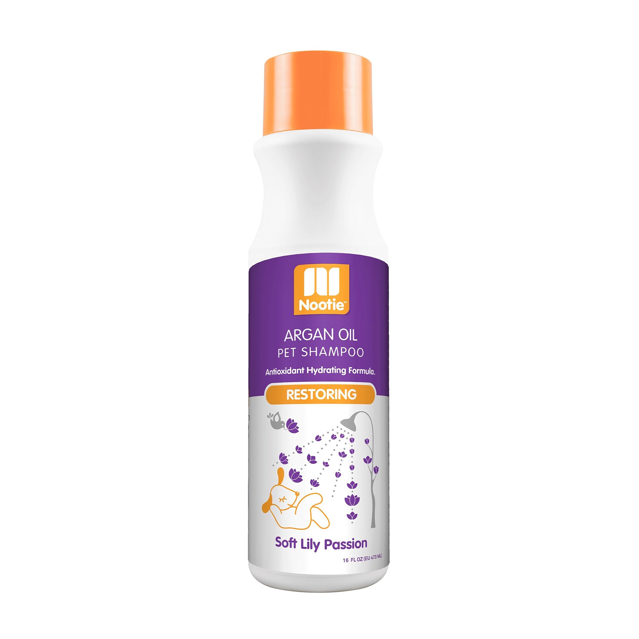 Nootie Restoring Argan Oil Shampoo for Dogs - Soft Lilly Passion Scent | Moisturizing & Detangling Pet Shampoo for Dry Skin & Coat Care | Perfect for Bath Time & Grooming Sessions