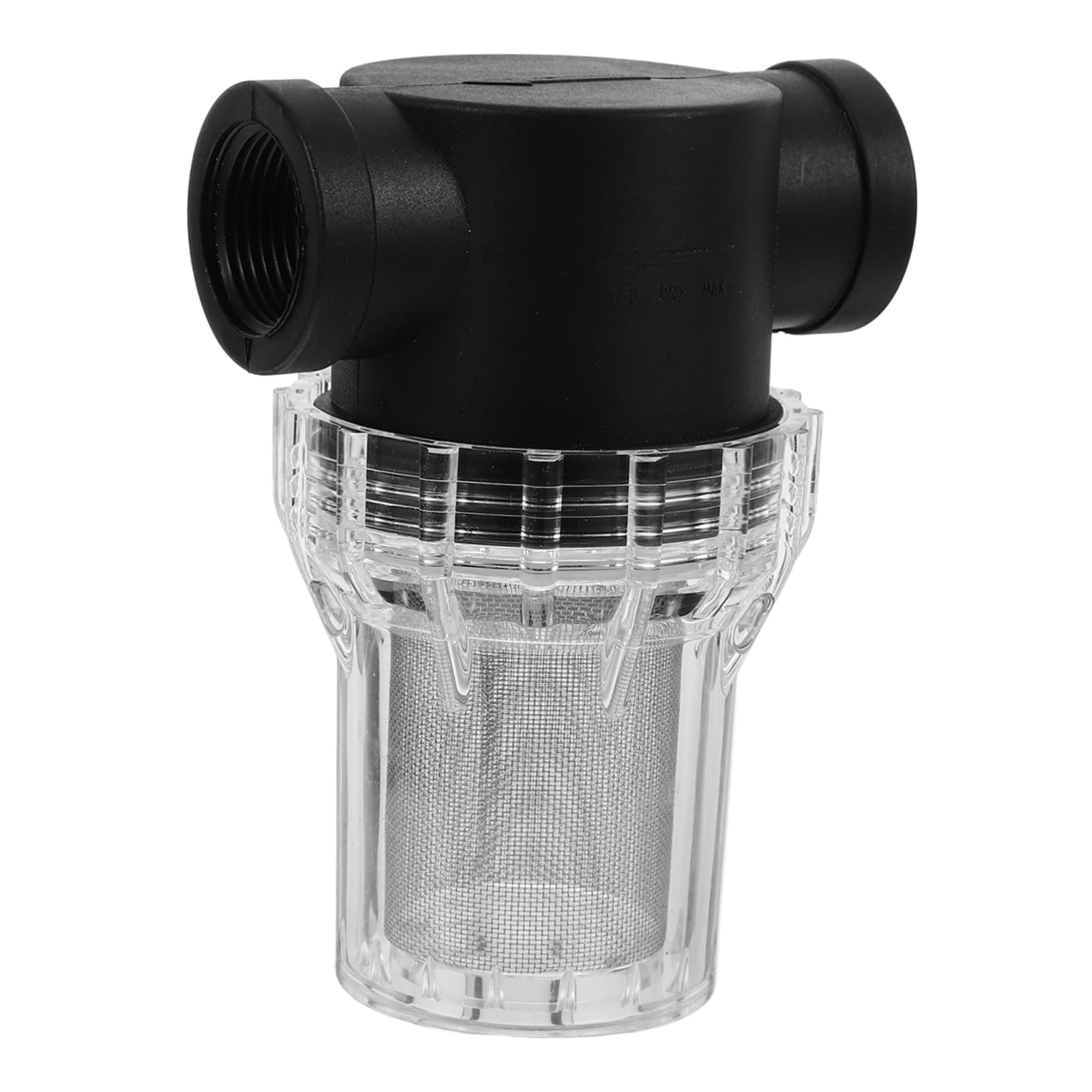 3/4 Inch Stainless Steel Inline Water Filter for Garden Hose - 40 Mesh High Pressure Strainer with Clear Plastic Housing | Perfect for Irrigation Systems, Outdoor Faucets & Pump Protection