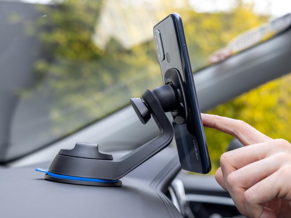 Quad Lock Universal MAG Phone Mount Kit - Secure Windscreen & Dashboard Suction Car Holder for iPhone & Android - Perfect for GPS Navigation & Hands-Free Driving