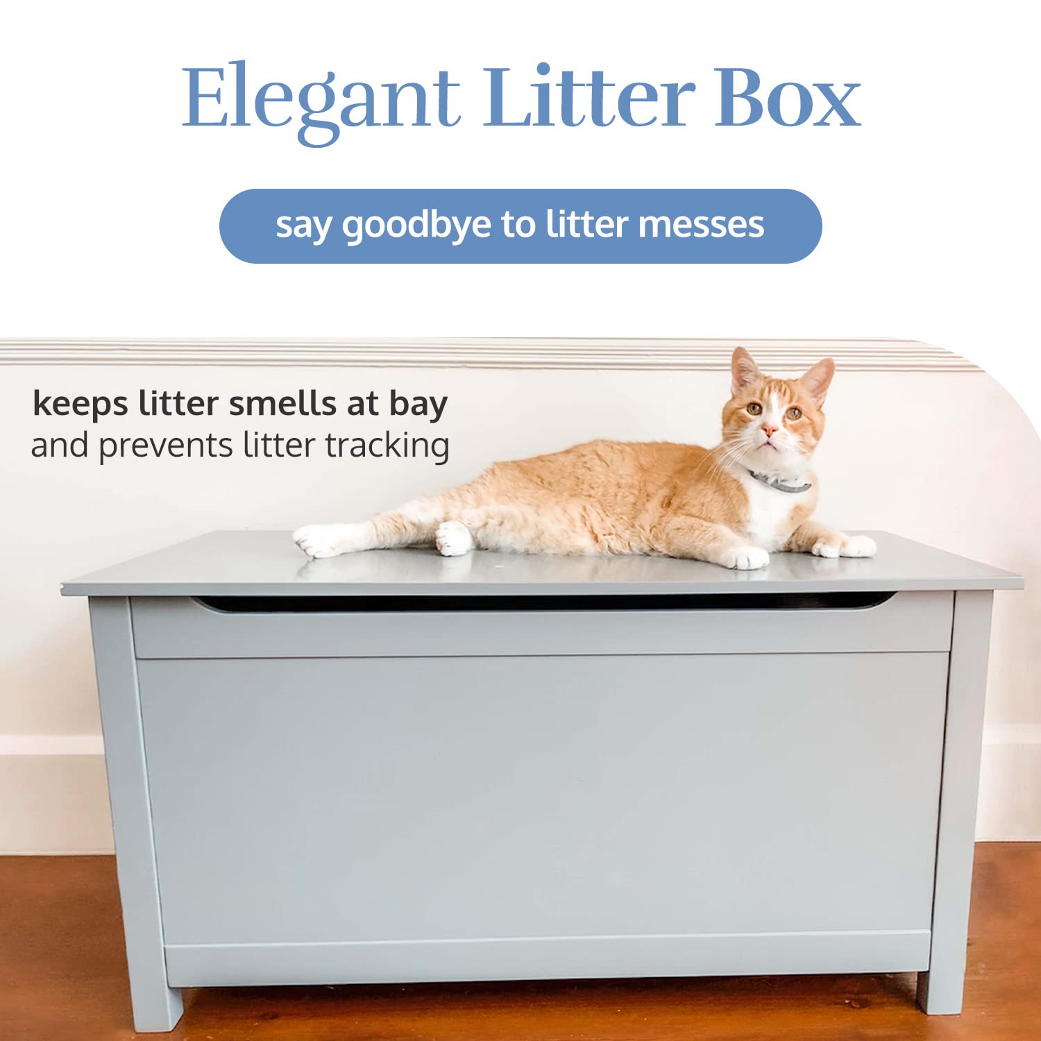 Parker Designer Hidden Cat Litter Box Enclosure - Dog-Proof Pet Furniture with Cover, Odor Control for Large Cats, Elegant Gray Cat Litter Box Cabinet with Lid - Perfect for Living Rooms, Bedrooms & Small Spaces