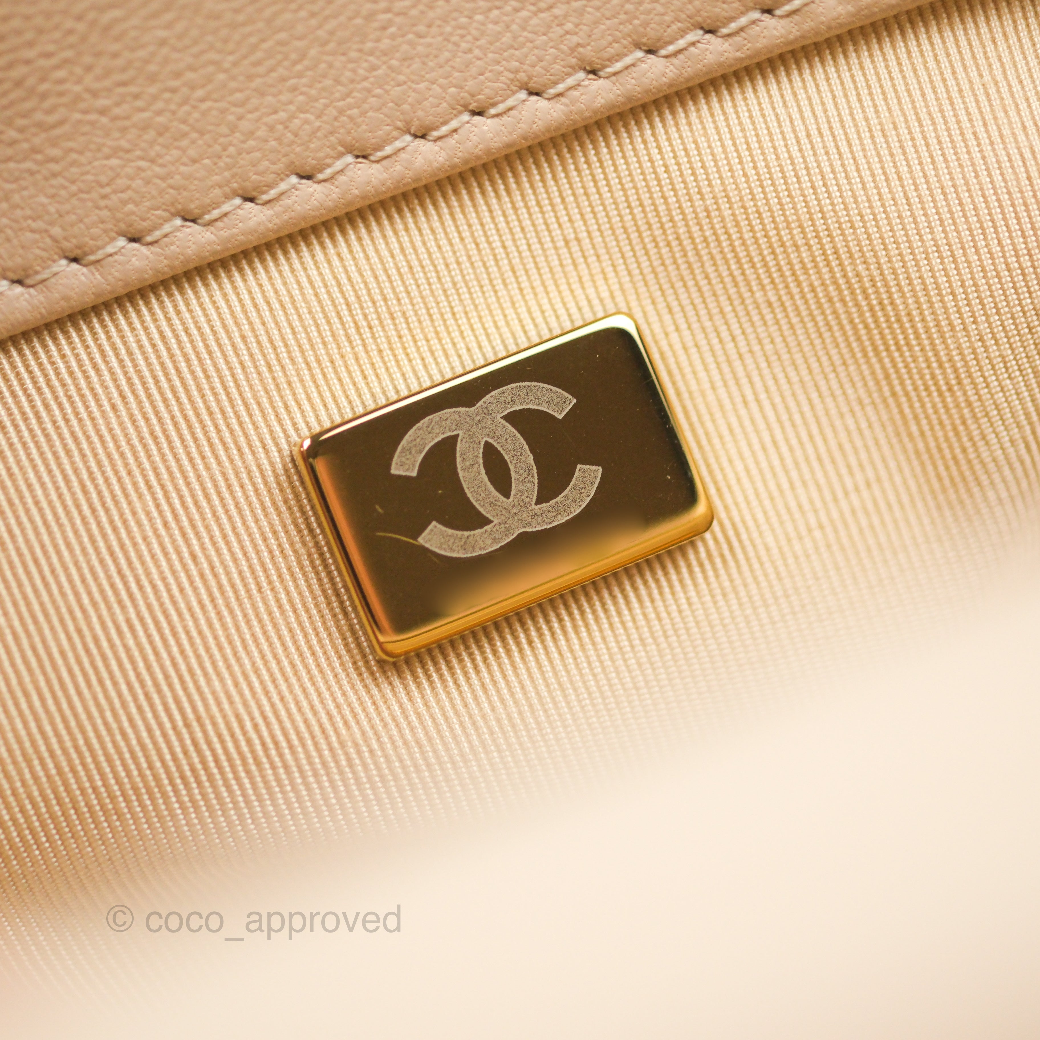 Chanel 19 Small Handbag in Beige Lambskin Leather with Mixed Hardware - Luxury Crossbody Bag for Women, Perfect for Date Night & Special Occasions