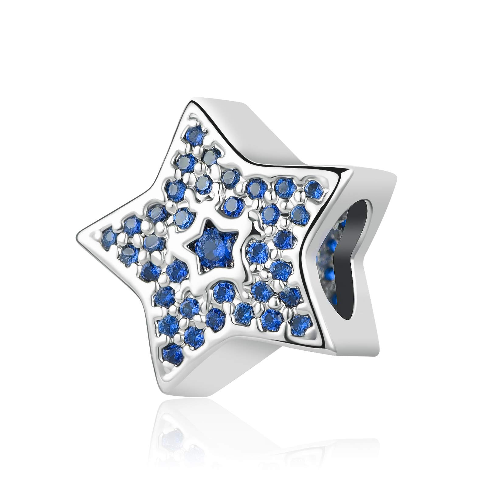 Pentagram Crystal Star Charms - 5-Point Silver Plated Pendant for Charm Bracelets & Necklaces | Women's Gothic Jewelry for Wiccan, Witchy & Boho Style Accessories