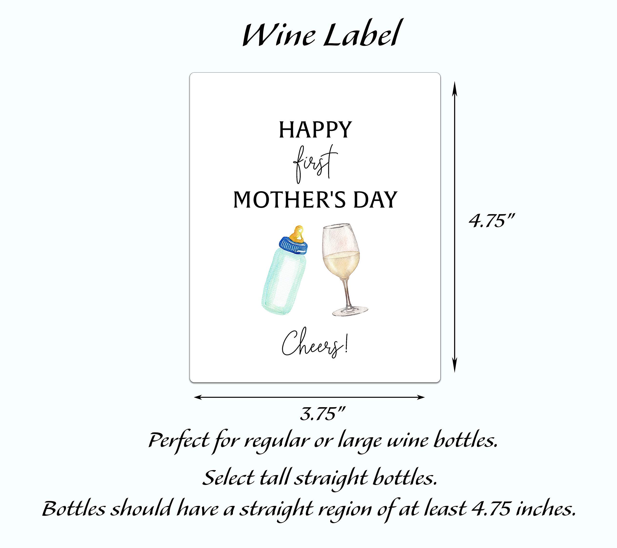 Personalized First Mother's Day Wine Bottle Labels - Funny & Cute Custom Wine Glass & Baby Bottle Stickers - Unique Waterproof Gift for Mom from Baby or Dad - Perfect for Celebrations, Baby Showers & Special Moments (A201-MD1)