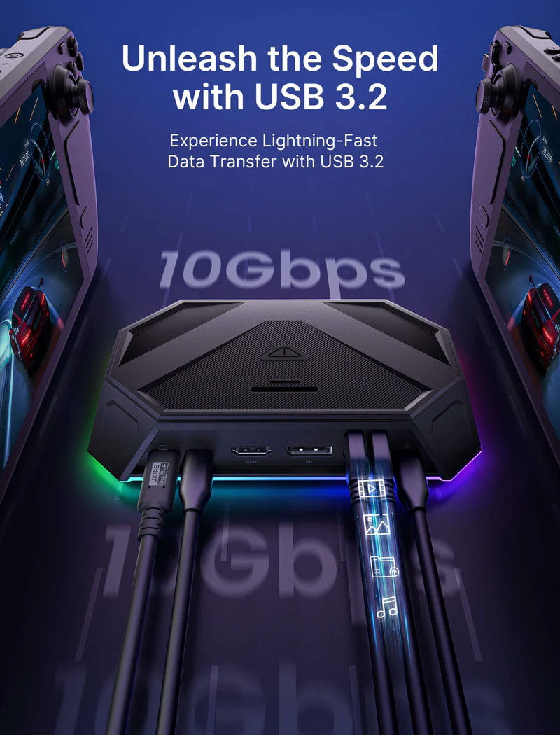 JSAUX 12-Port USB RGB Docking Station with Power Adapter HB1201 - Black | Multi-Device Charging Hub for Laptop, Phone, Tablet | Perfect for Home Office & Gaming Setup