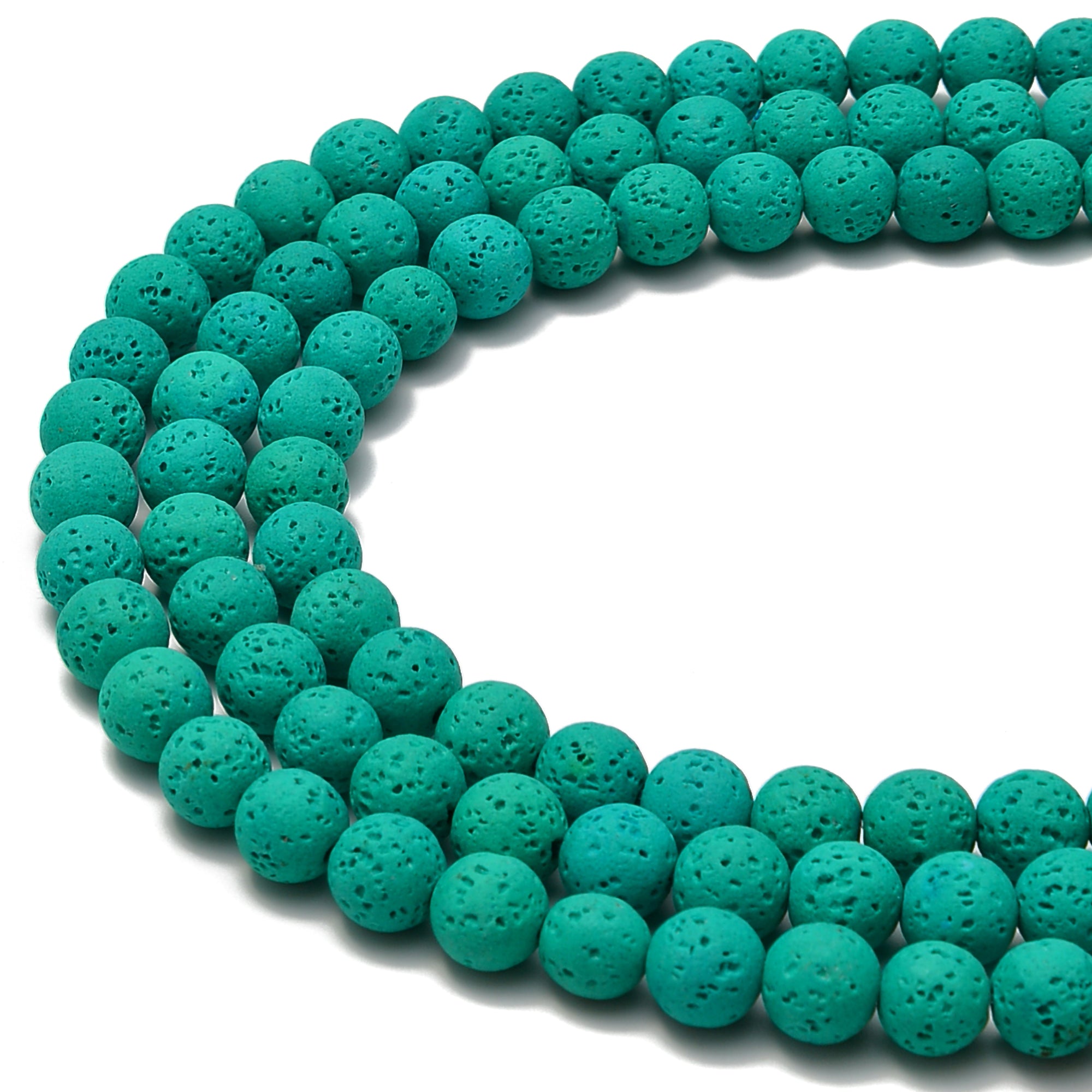 2.0mm Large Hole Bright Green Lava Rock Beads - Smooth Round 6mm 8mm 10mm 15.5