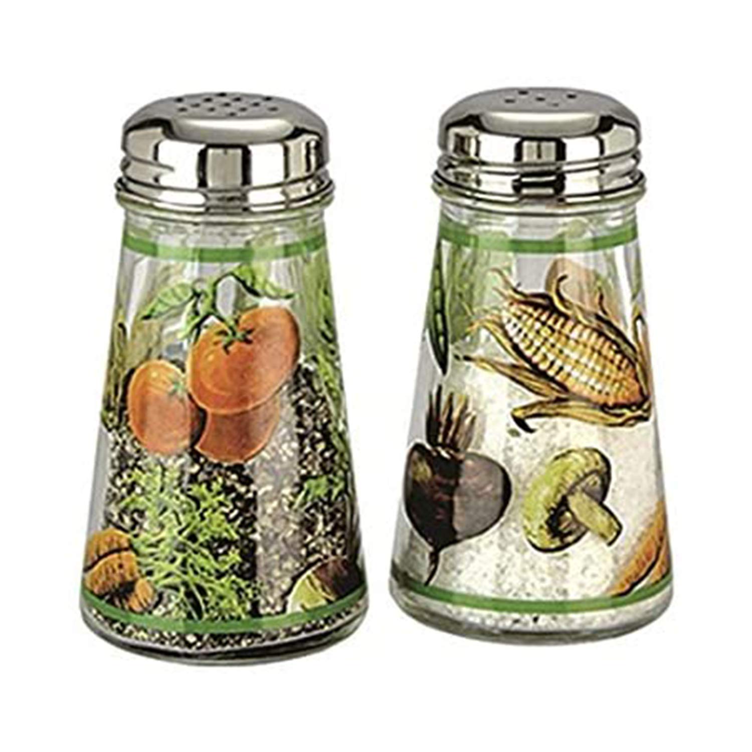 Grant Howard Hand Painted Vegetable-Themed Salt and Pepper Shaker Set - Colorful Kitchen Spice Dispensers for Dining Table, Restaurant, and Home Decor