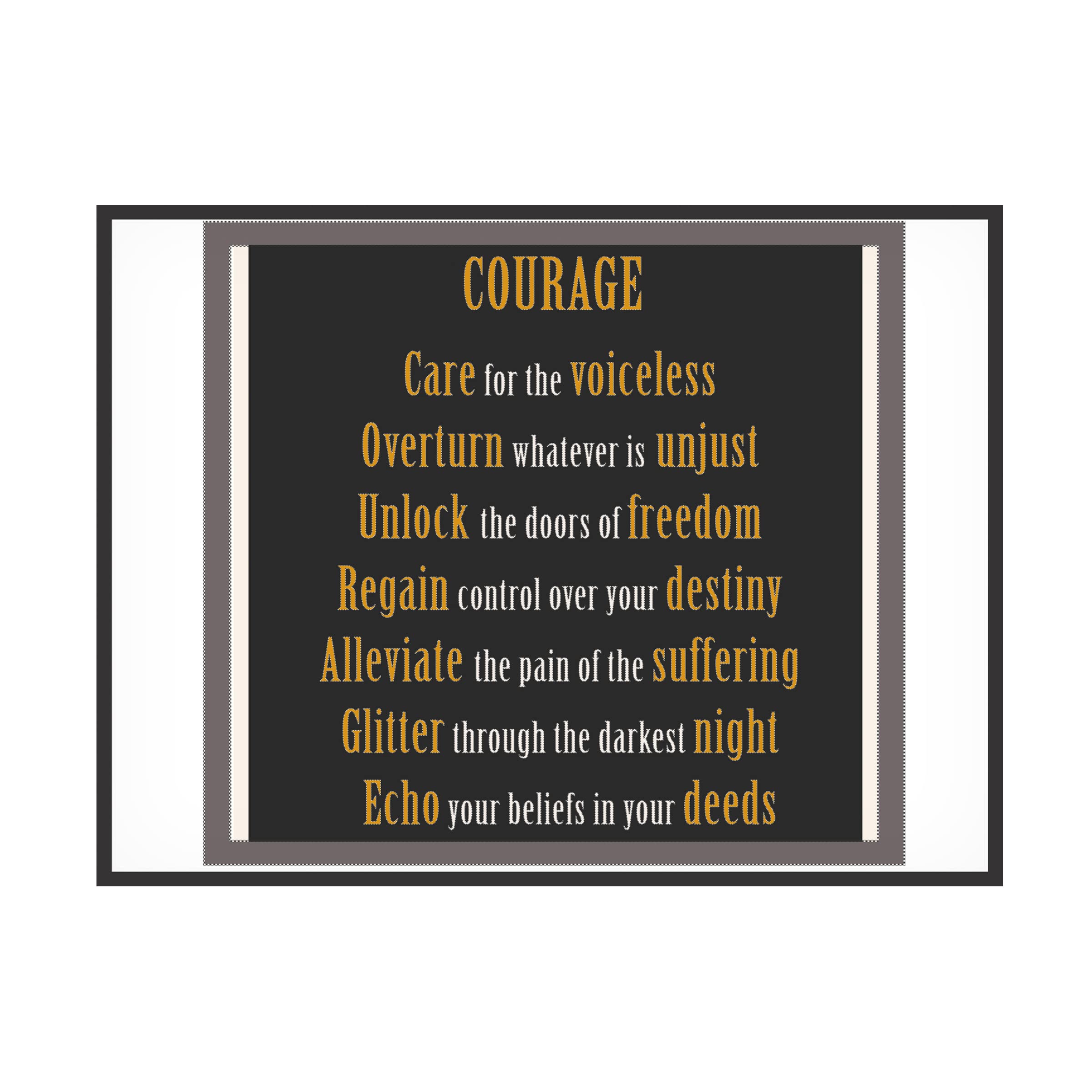 Trademark Fine Art 'Courage Word Art' Canvas Wall Decor by Richard Homawoo - Inspirational Home & Office Artwork for Living Room, Bedroom or Gift