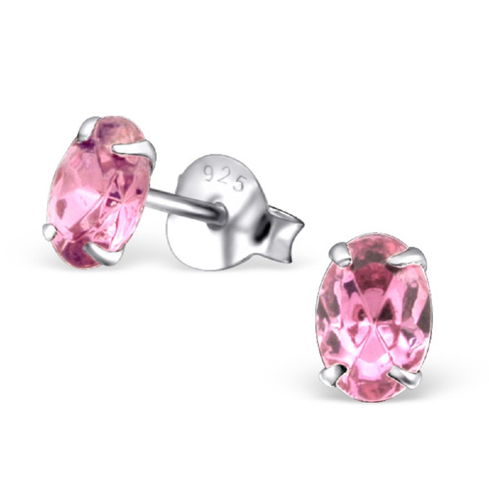 925 Sterling Silver Light Rose Crystal Stud Earrings for Women - Elegant Rose Quartz Ear Studs for Everyday Wear, Gift Giving & Special Occasions