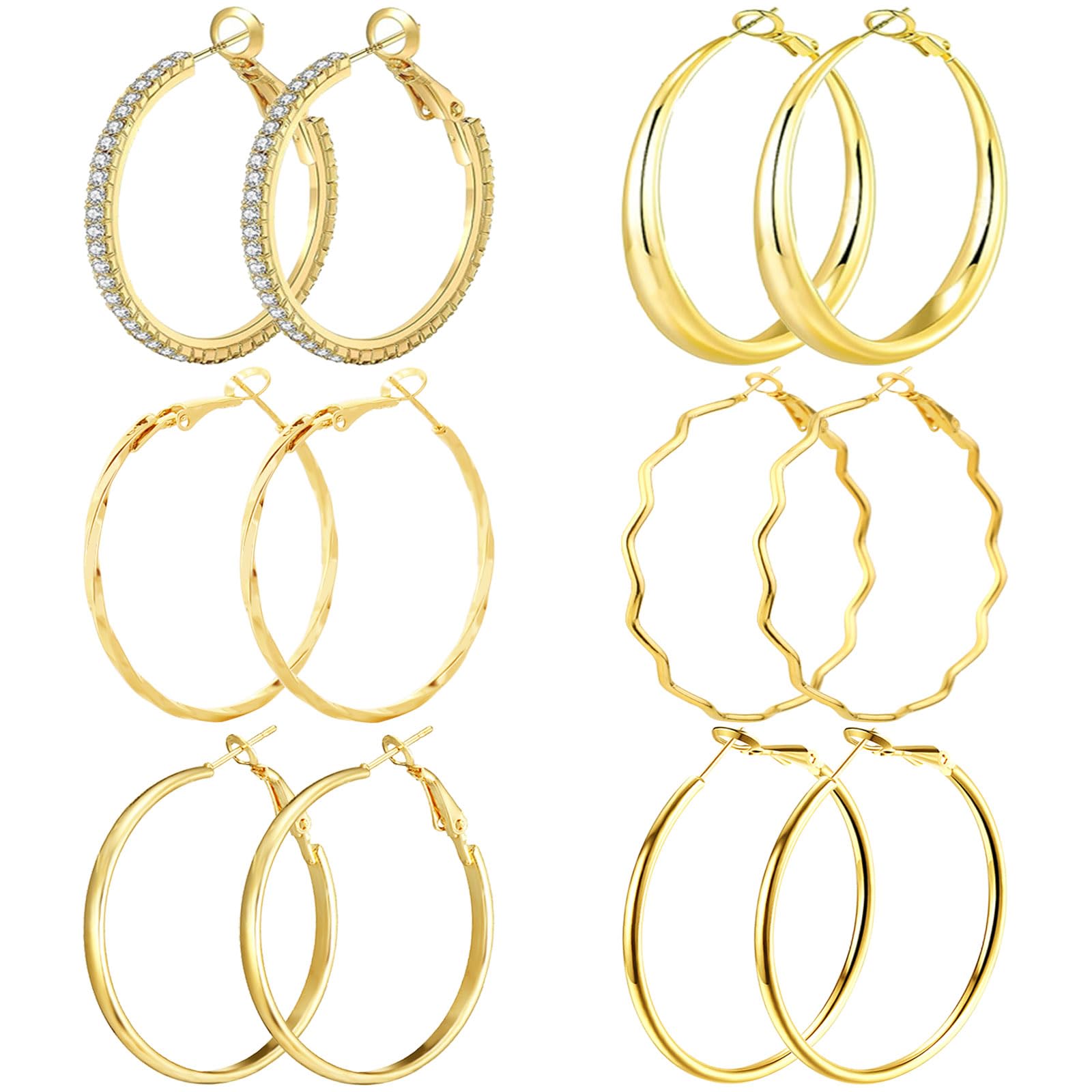NEWITIN 6 Pairs Turquoise Hoop Earrings for Women - Hypoallergenic Bohemian Oval Statement Ethnic Western Jewelry - Perfect for Boho Fashion, Western Outfits & Special Occasions