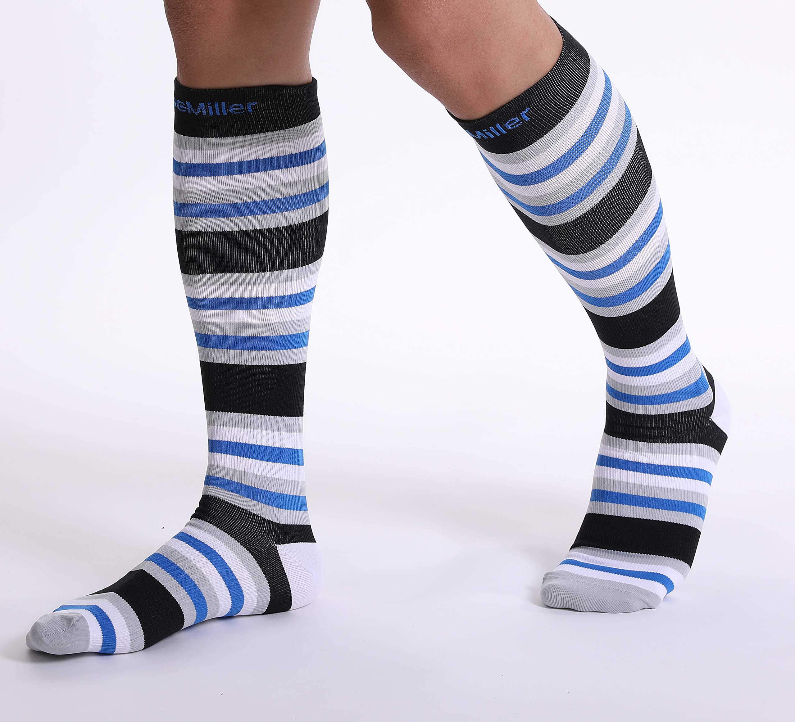 Doc Miller Medical Grade Compression Socks (15-20mmHg) for Men & Women - Knee High Support Socks for Sports, Travel, Nursing, Pregnancy & Varicose Veins Relief - Perfect for Running, Hospital Work & Long Flights (1 Pair)