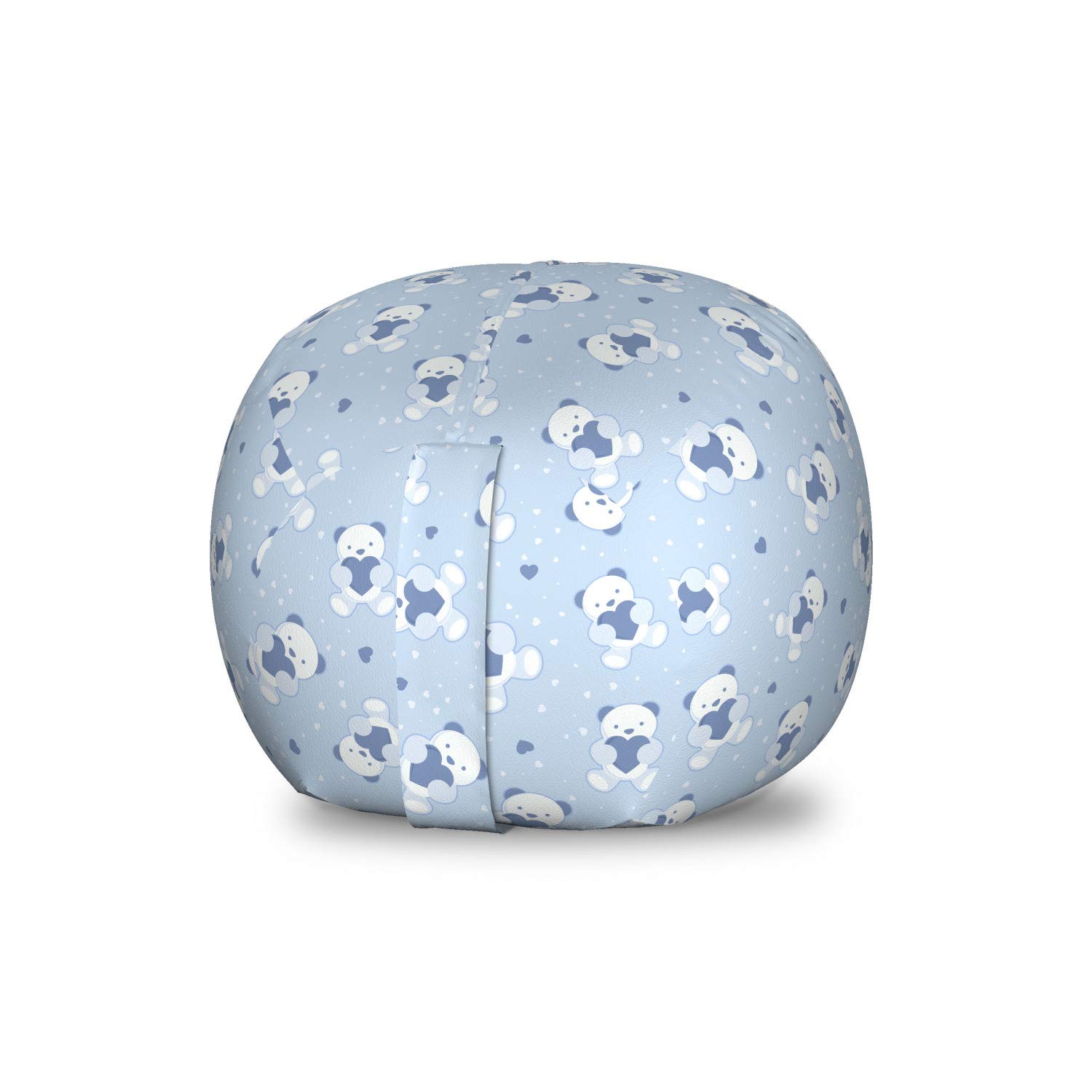 Ambesonne Cartoon Teddy Bear Toy Storage Bag Chair - Blue Hearts Shower Theme Stuffed Animal Organizer, Washable Small Size in Cadet Blue | Kids Room Decor, Nursery Storage, Playroom Organization