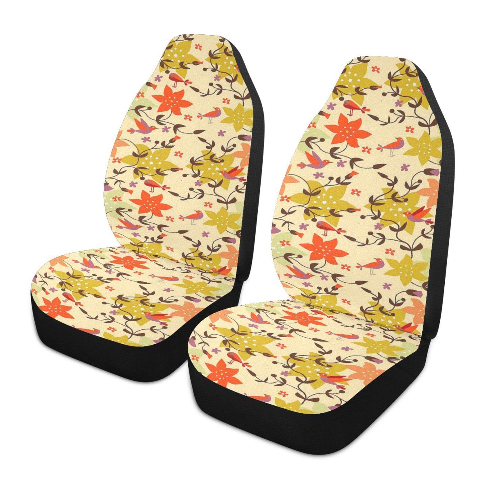 Weimay Floral Print Car Seat Covers Full Set - Universal Fit, Durable Non-Slip Front & Rear Bench Seat Cushion Pad - Car Interior Decor Accessory for SUV, Sedan, Truck - Perfect for Road Trips, Daily Commute & Car Protection