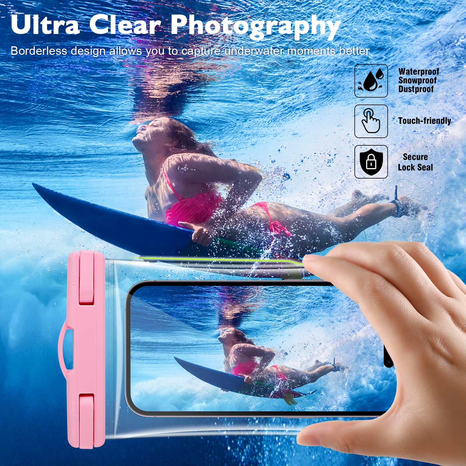 2 Pack Waterproof Phone Pouch [3D] - IPX8 Clear Dry Bag for iPhone 15 Pro Max 14 13 12 11 & Samsung Up to 7.2