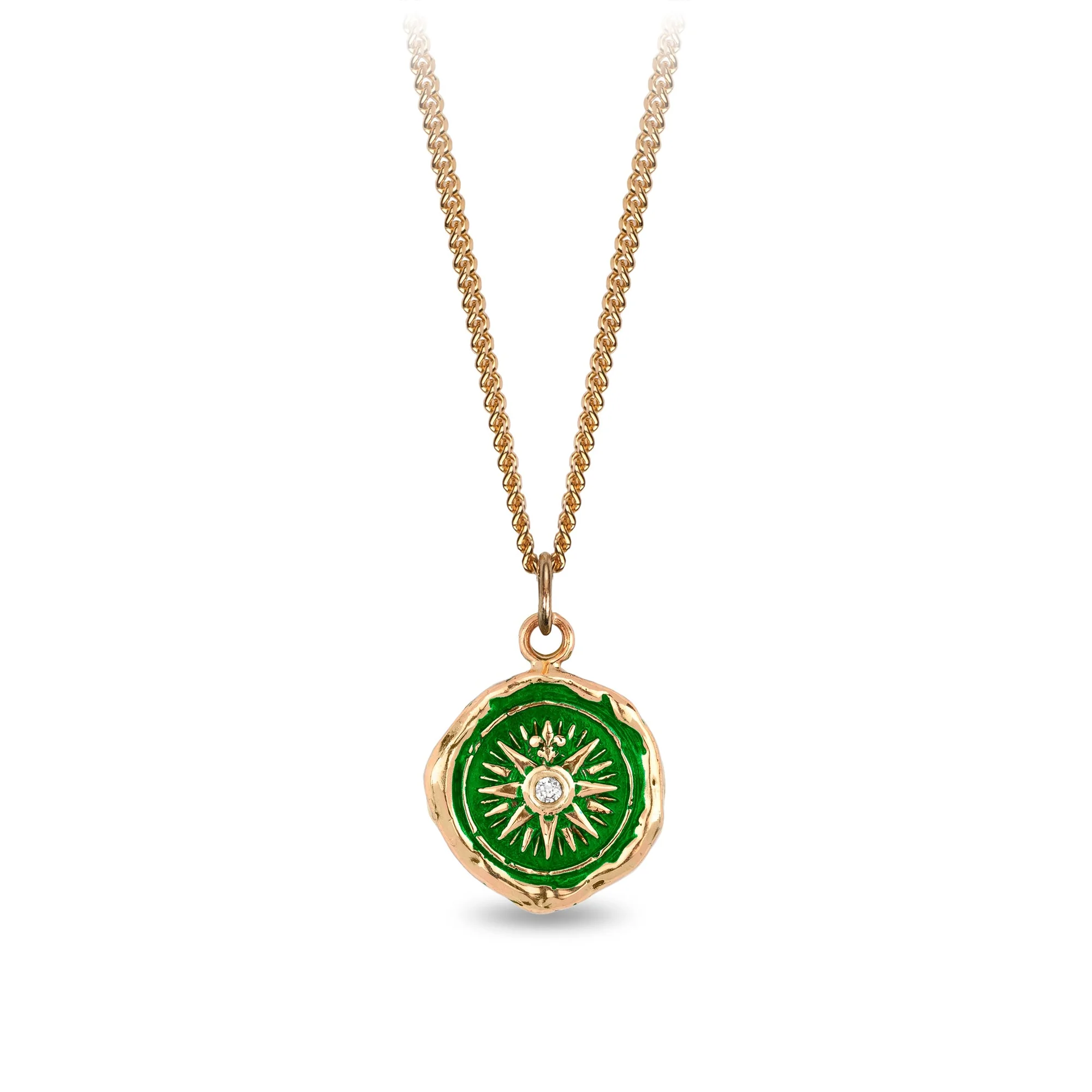 14K Gold Diamond Signature Talisman Pendant Necklace - Elegant Jewelry for Women, Gift for Her, Perfect for Weddings & Special Occasions