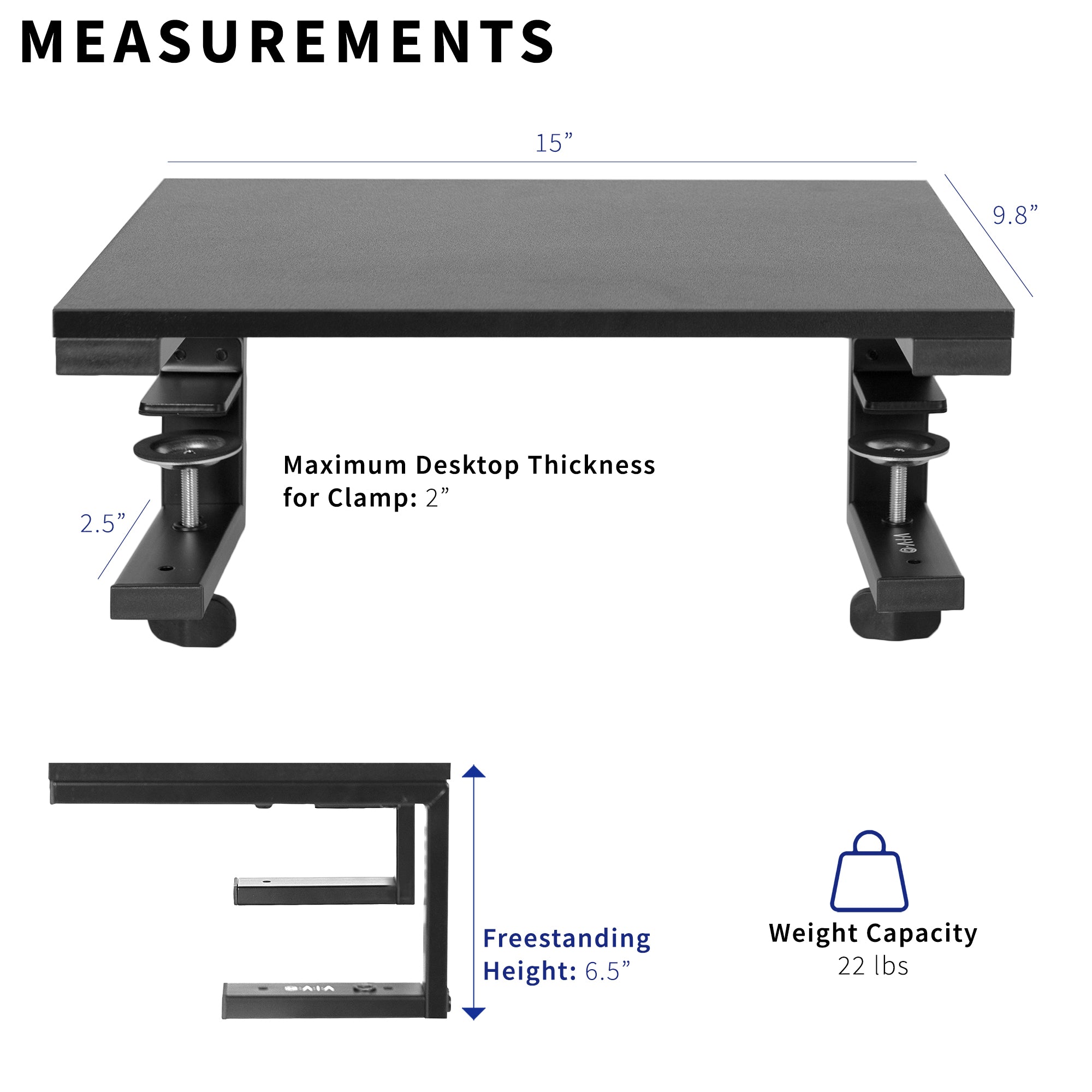 Versatile Clamp-On Desktop Shelf Riser - Space Saving Organizer for Home Office, Kitchen, or Dorm Room - Perfect for Monitors, Laptops, Books & Storage