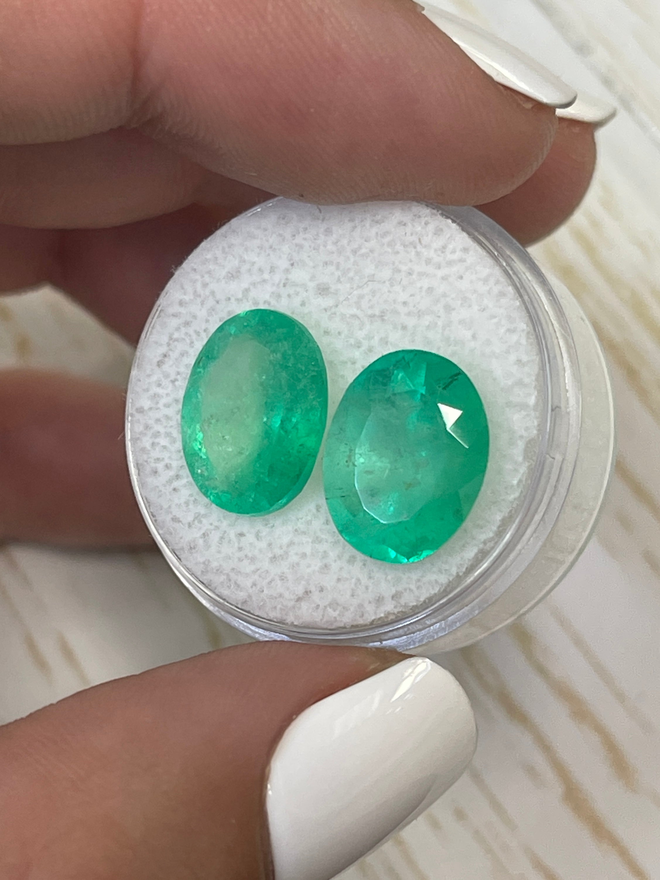 13x10 Oval Cut Colombian Loose Emeralds - 9.81tcw Matching Pair for Jewelry Making, Engagement Rings & Luxury Gifts