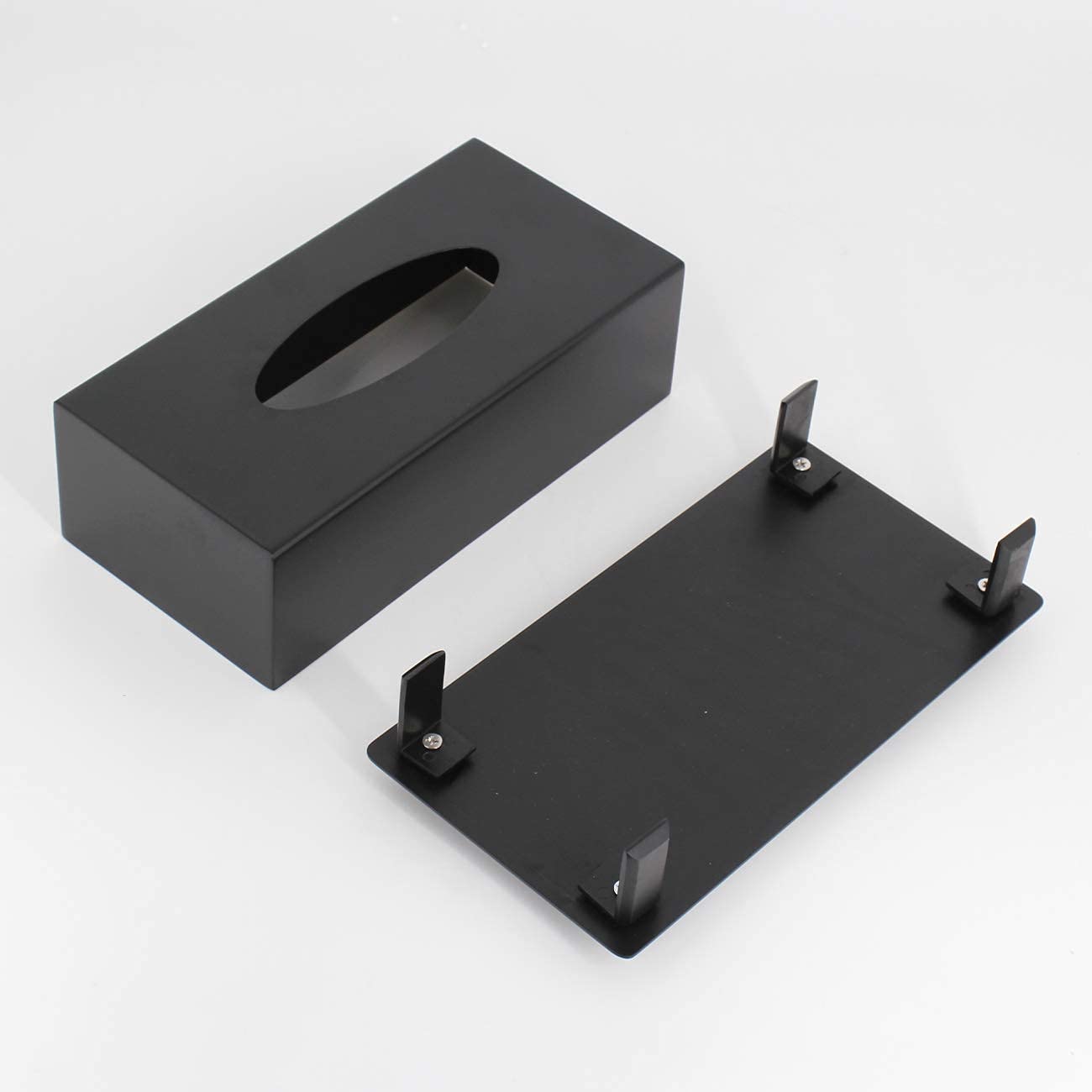 Matte Black Stainless Steel Tissue Box Cover - Modern Rectangular Metal Facial Tissue Holder for Bedroom, Bathroom, Vanity, Office & Countertop | Home Decor & Organization Accessory