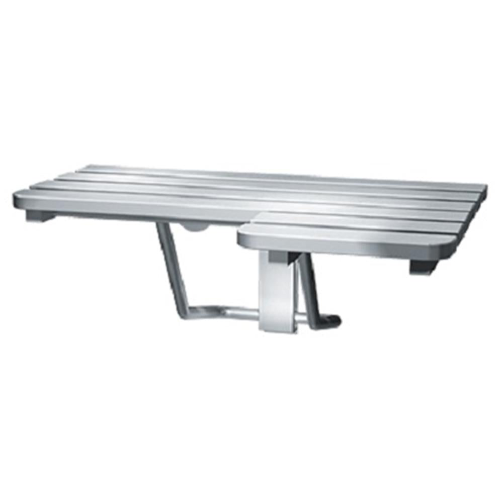 ASI 8208 Foldable L-Shaped Shower Seat - Stainless Steel Wall Mounted Bath Bench with Satin Finish | Non-Slip Shower Chair for Elderly & Disabled | Bathroom Safety Seat for Seniors & Handicap Accessible Showers
