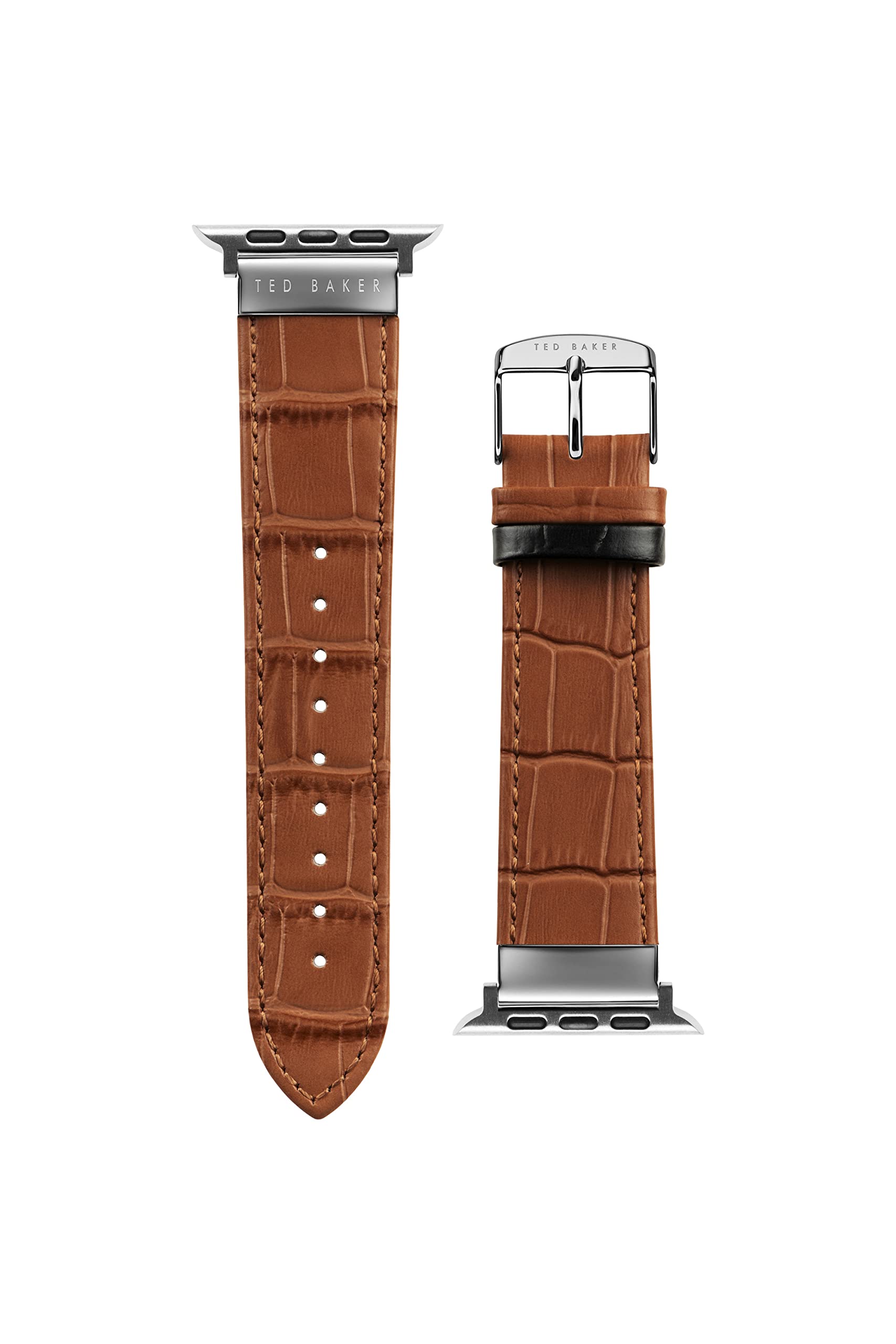 Ted Baker Genuine Crocodile Leather Strap for Apple Watch® - Premium Brown Band Compatible with All Apple Watch Models (38mm/40mm/41mm/42mm/44mm/45mm) | Luxury Fashion Accessory for Work, Travel & Special Occasions