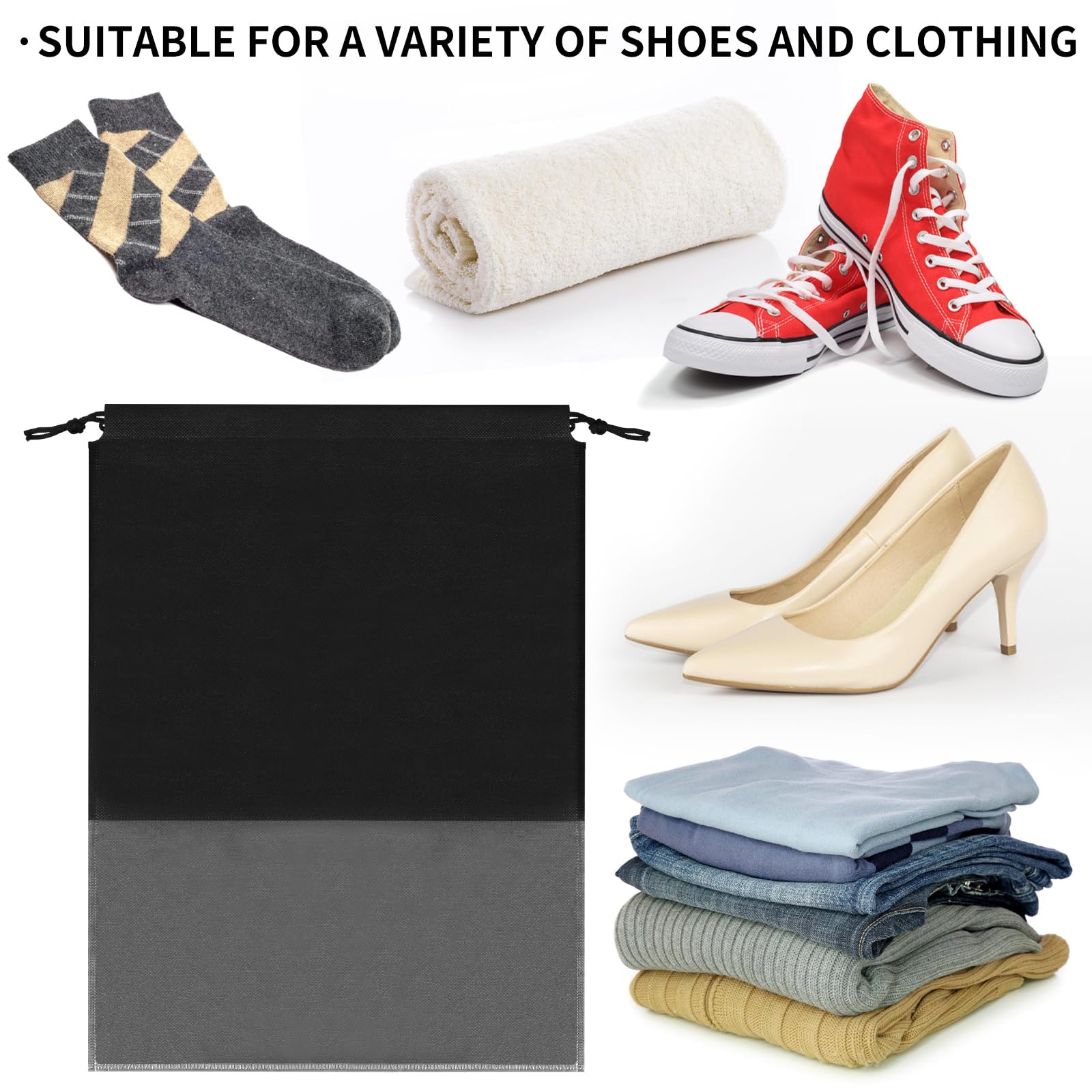 20-Pack Clear Drawstring Shoe Bags for Travel - 12.6