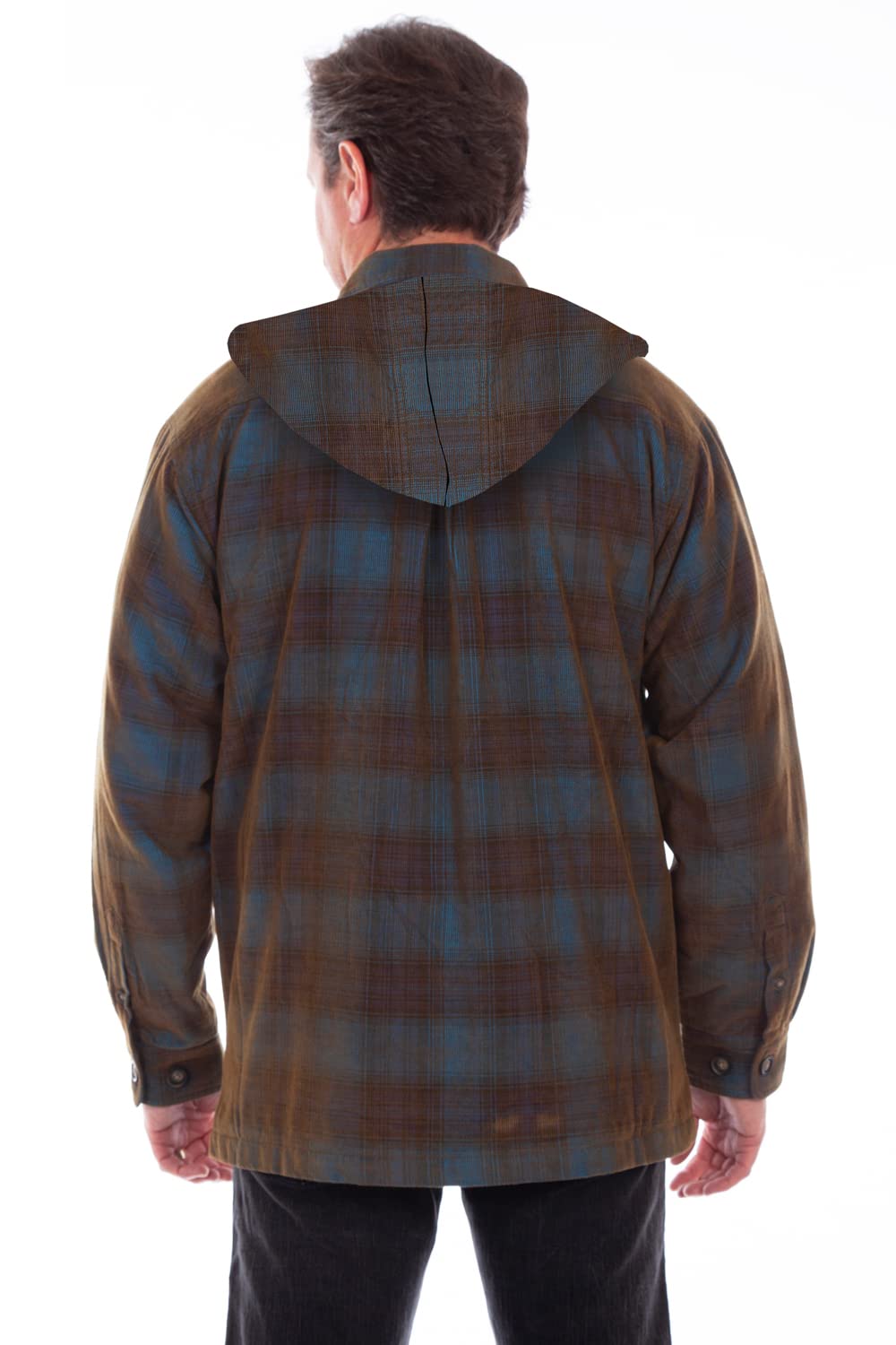 Scully Men's Blue & Brown 100% Cotton Sherpa Lined Corduroy Hoodie - Warm Winter Pullover for Casual Outings & Outdoor Activities