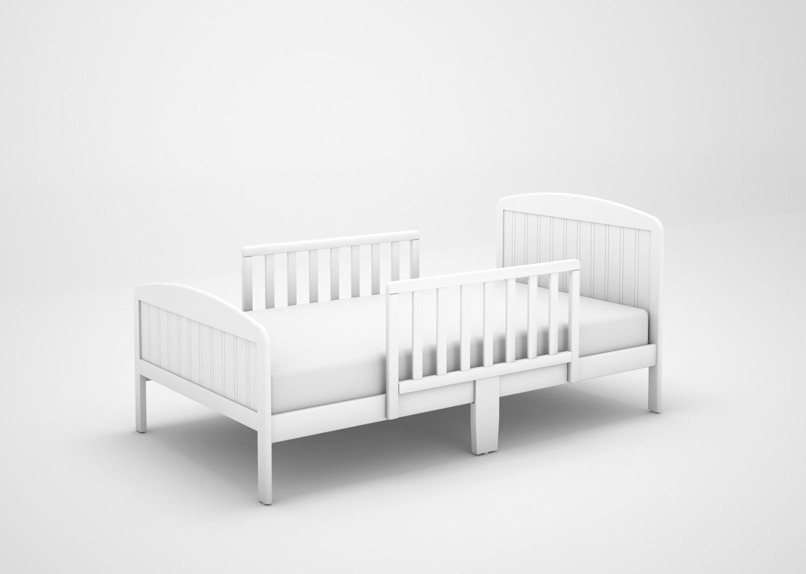 Harrisburg Solid Wood Toddler Bed with Safety Rails - Modern Low Profile Transitional Bed for Kids, Fits Crib Mattress - Perfect for Nursery, Daycare or Small Bedrooms (Warm White)